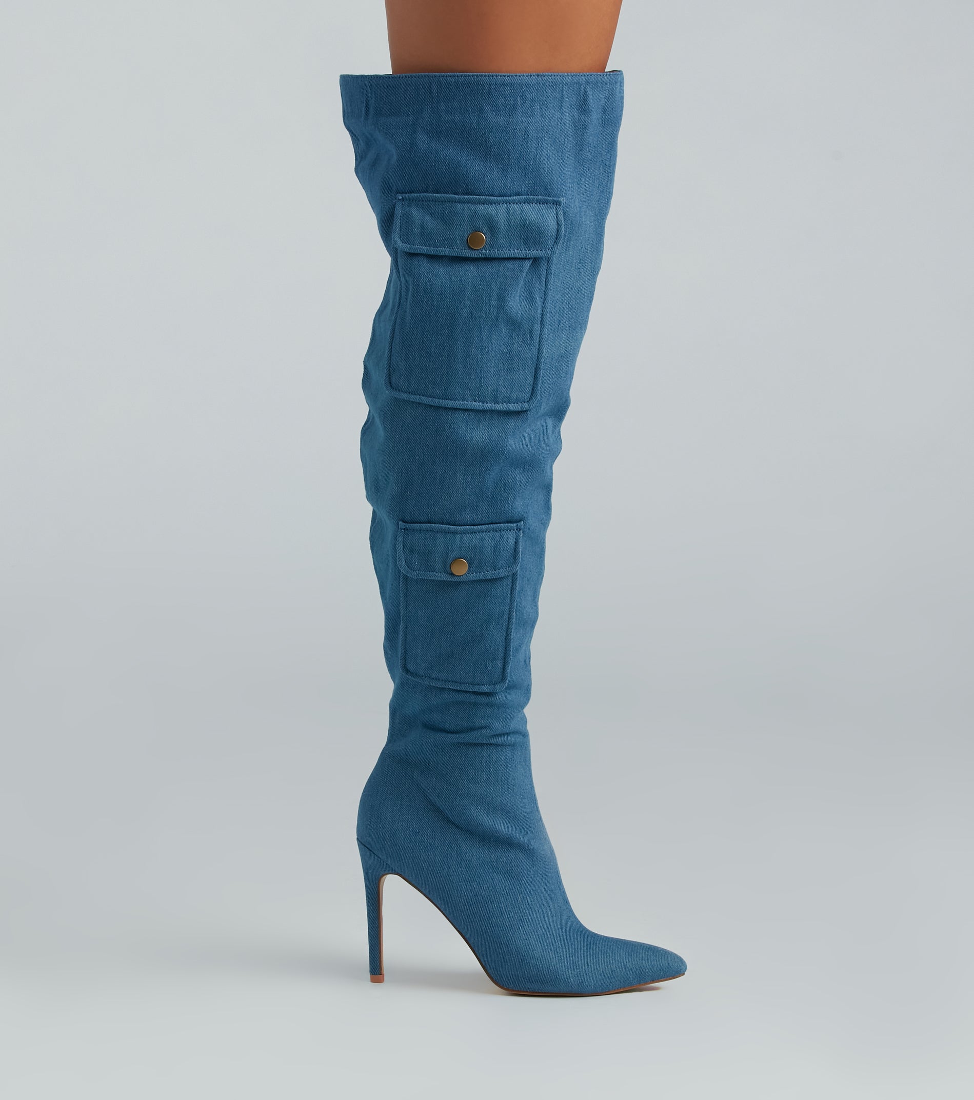 Ultimate Bold Babe Denim Over-The-Knee Stiletto Boots