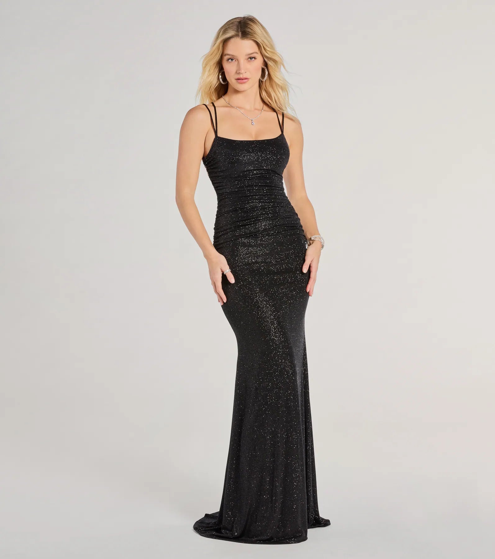 Premium Rylie Glitter Lace-Up Evening Gown