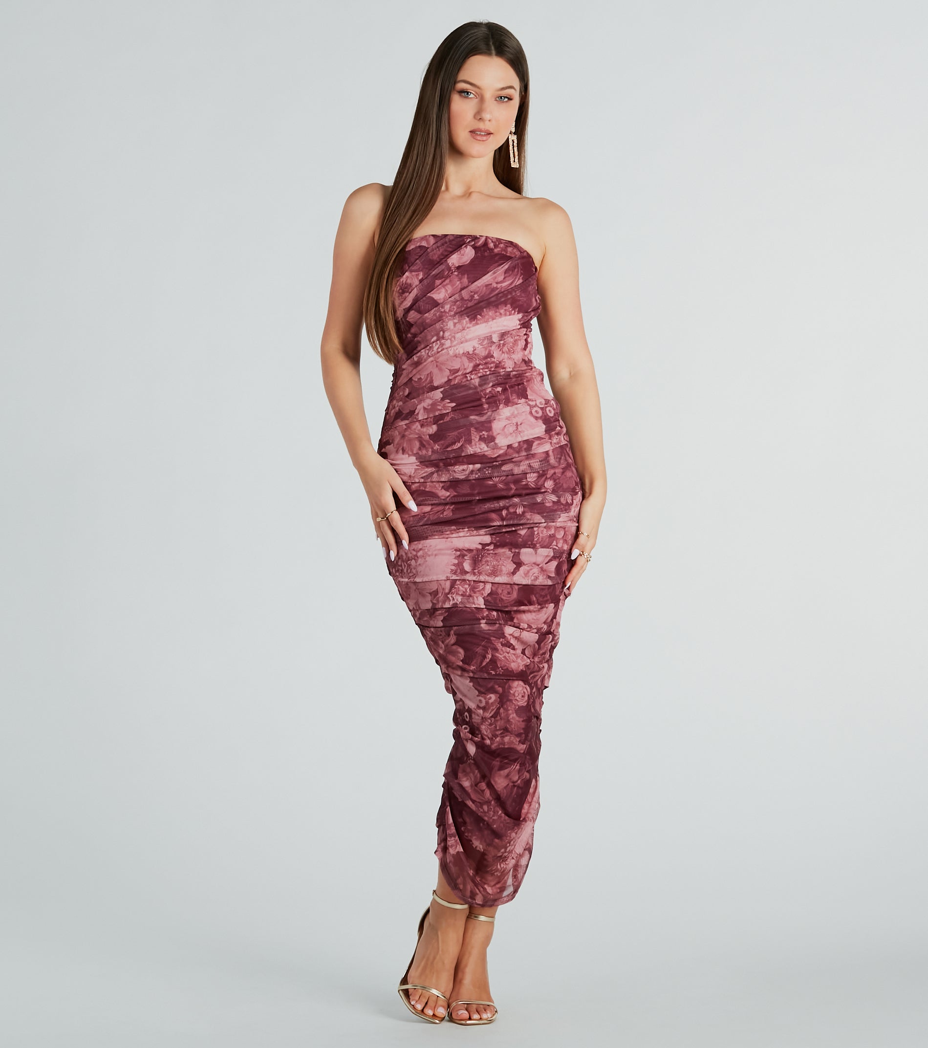 Ultimate Floral Elegance Strapless Maxi Dress