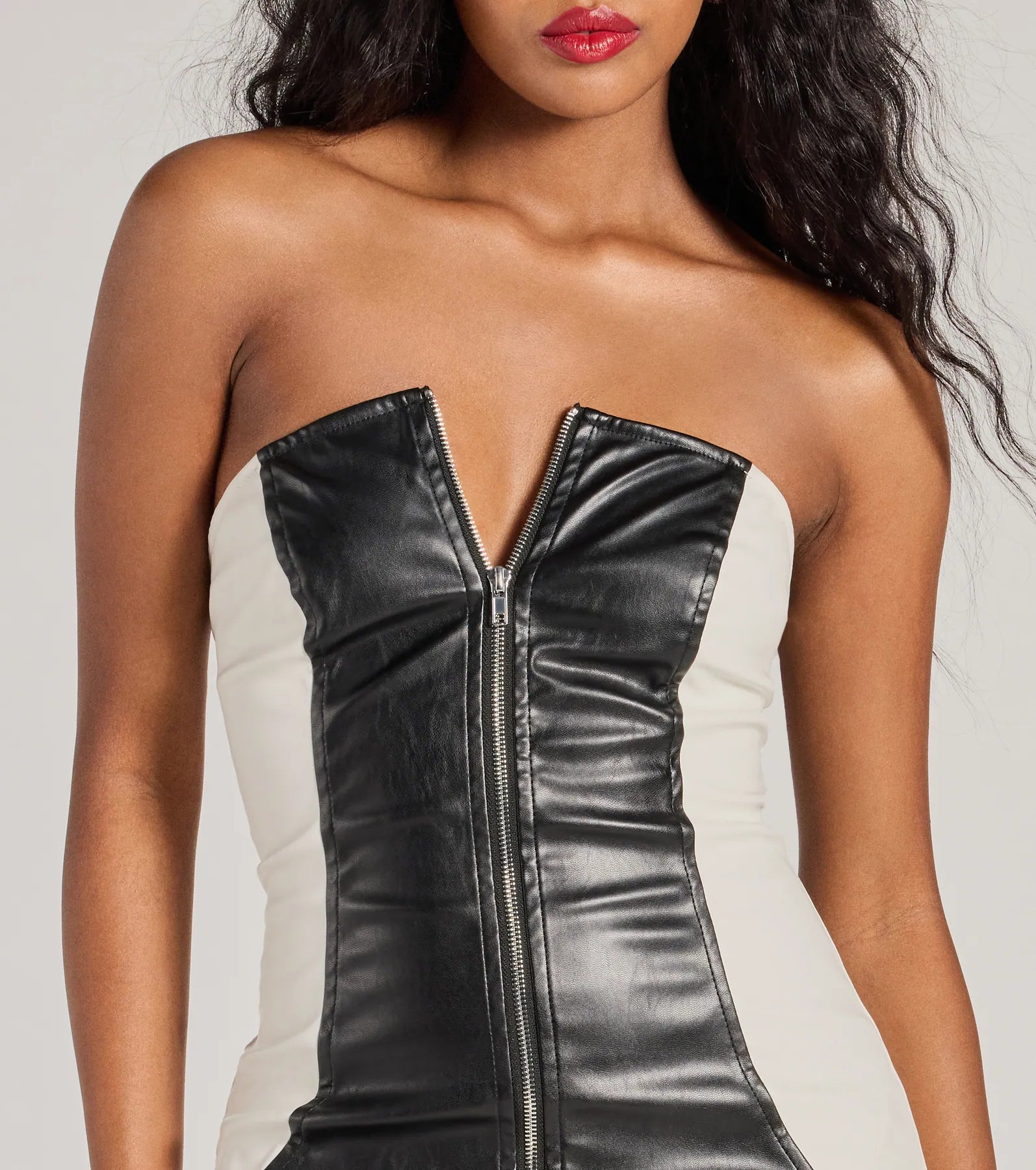 Ultimate Sultry Racer Faux Leather Mini Dress