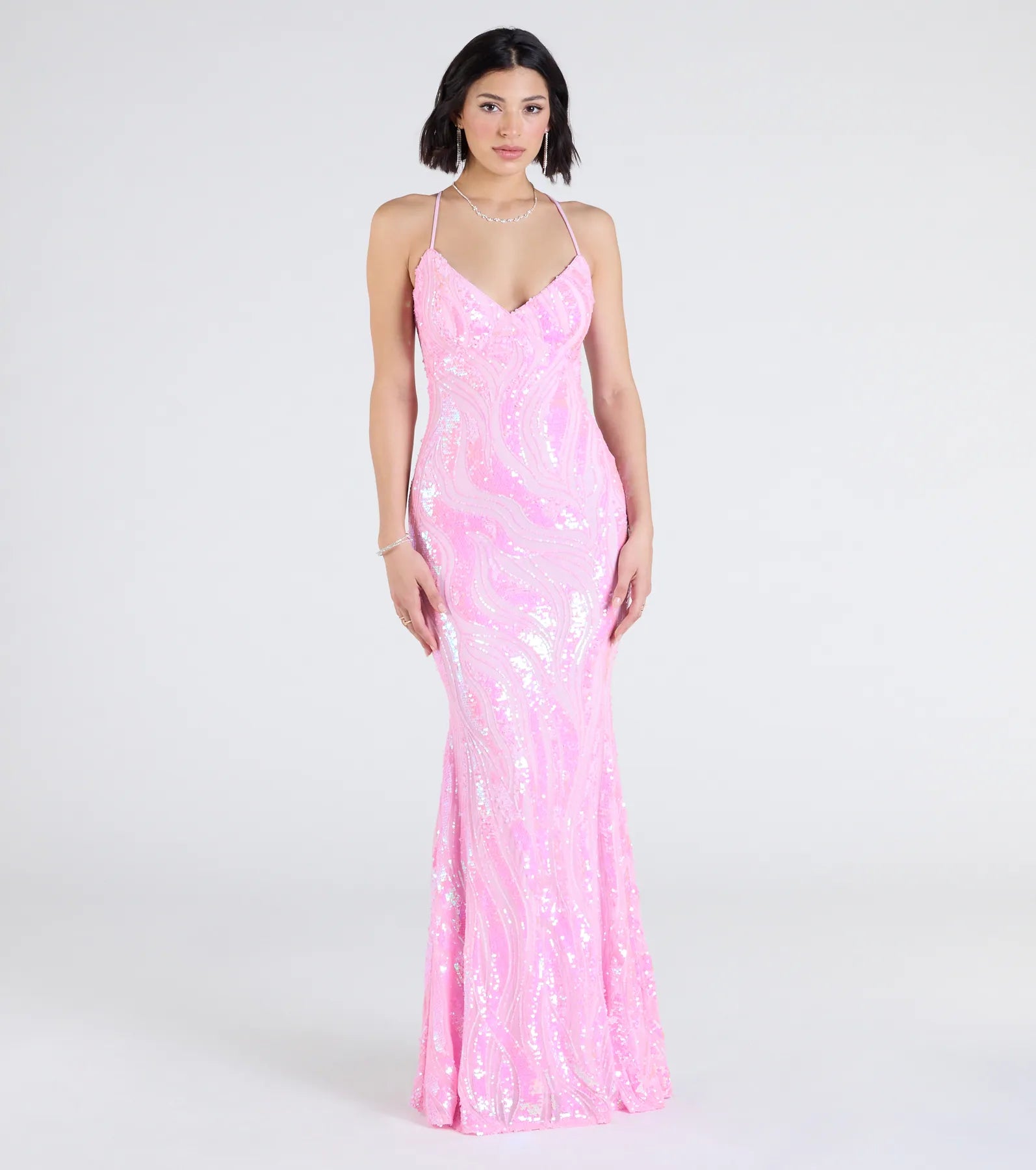 Acacia Ultimate Iridescent Sequin Lace-Up Formal Gown