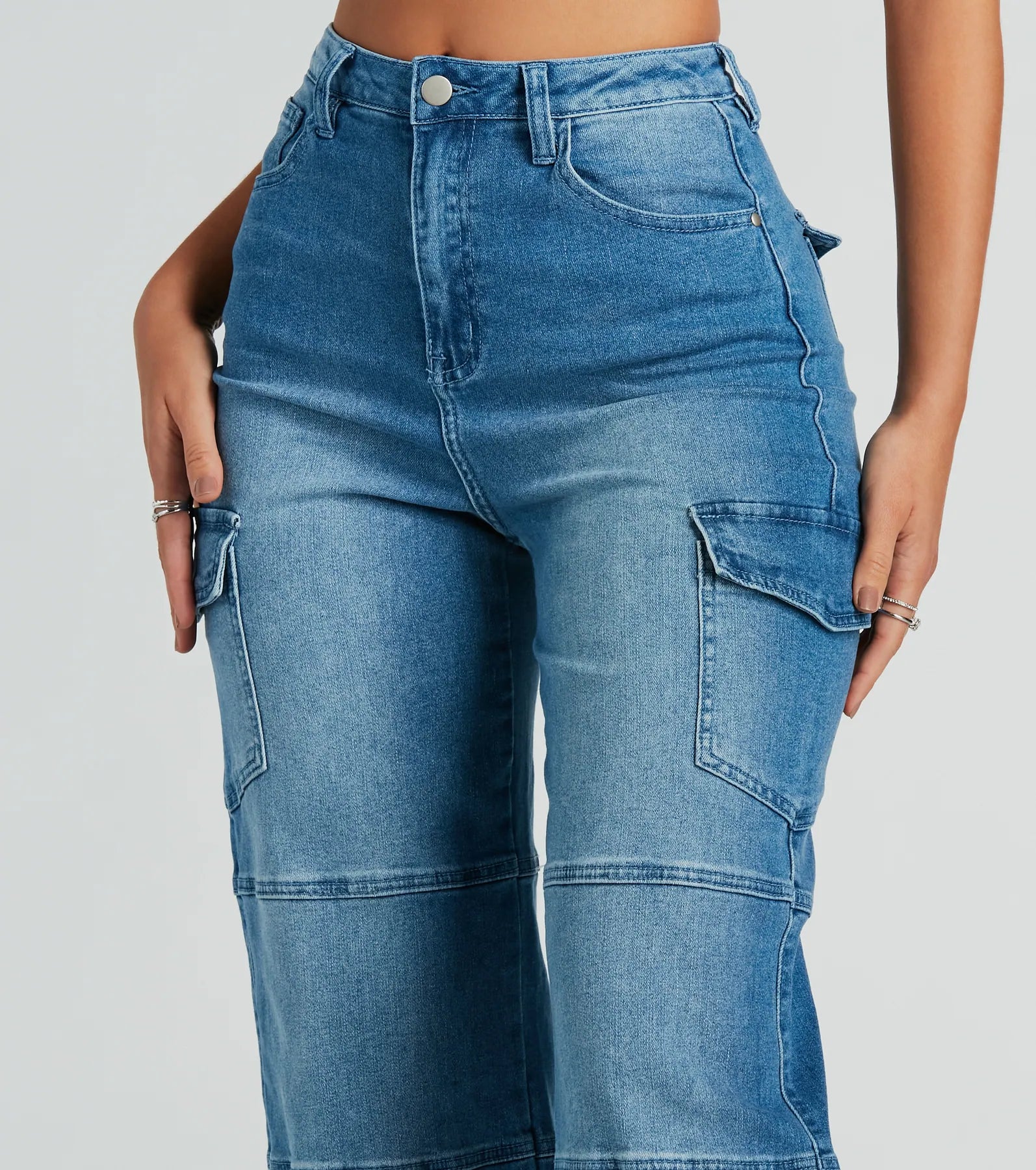 Ultimate Cool High-Rise Cargo Denim Jeans - Effortless Style