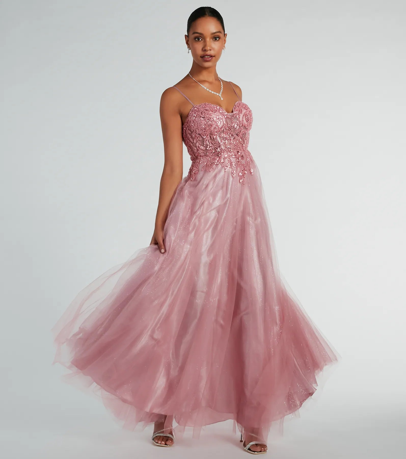 Aila Ultimate Glitter Sweetheart Formal Dress