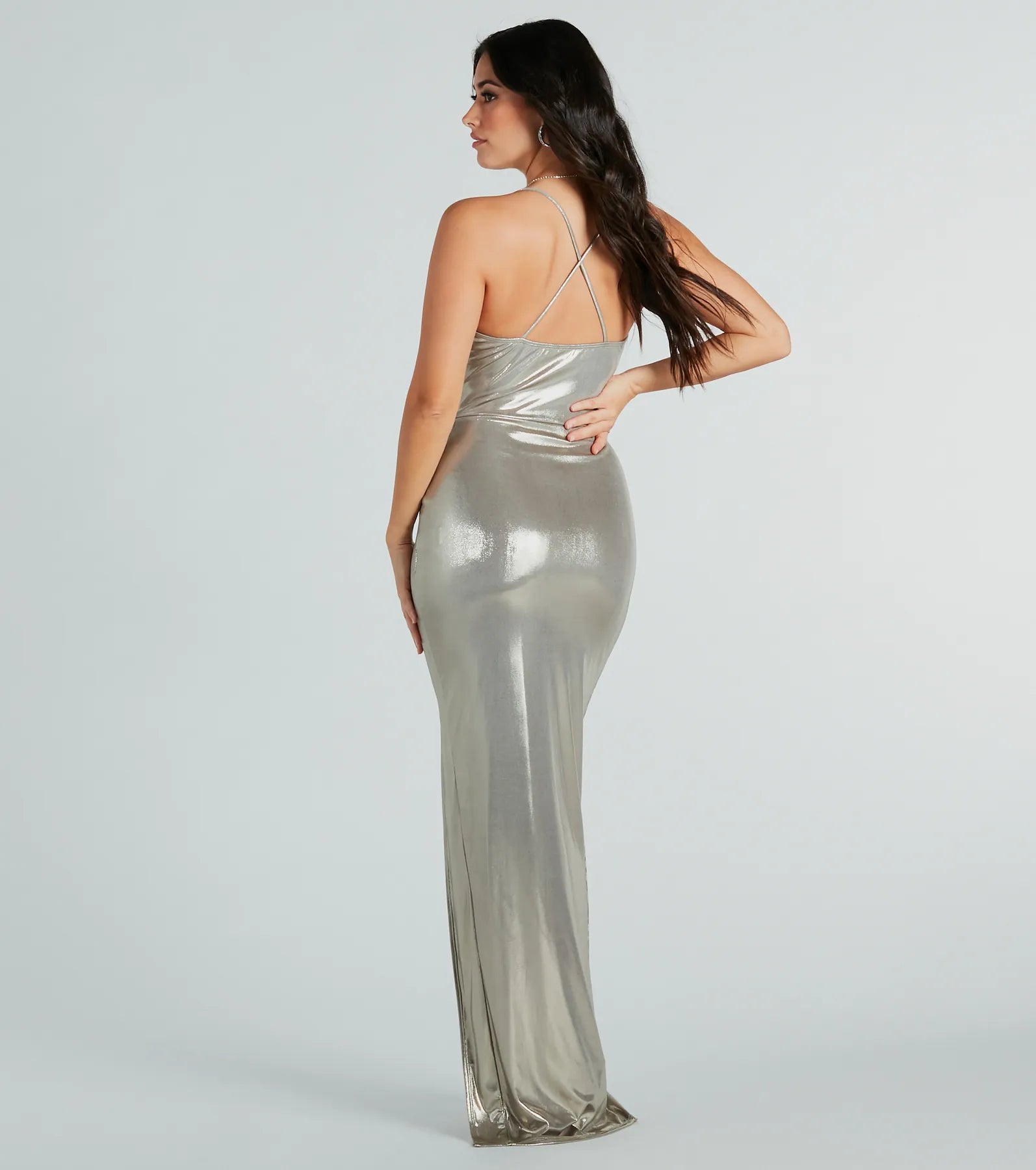 Premium Madelyn Metallic Cowl Neck Maxi Dress - Ultimate Formal Elegance