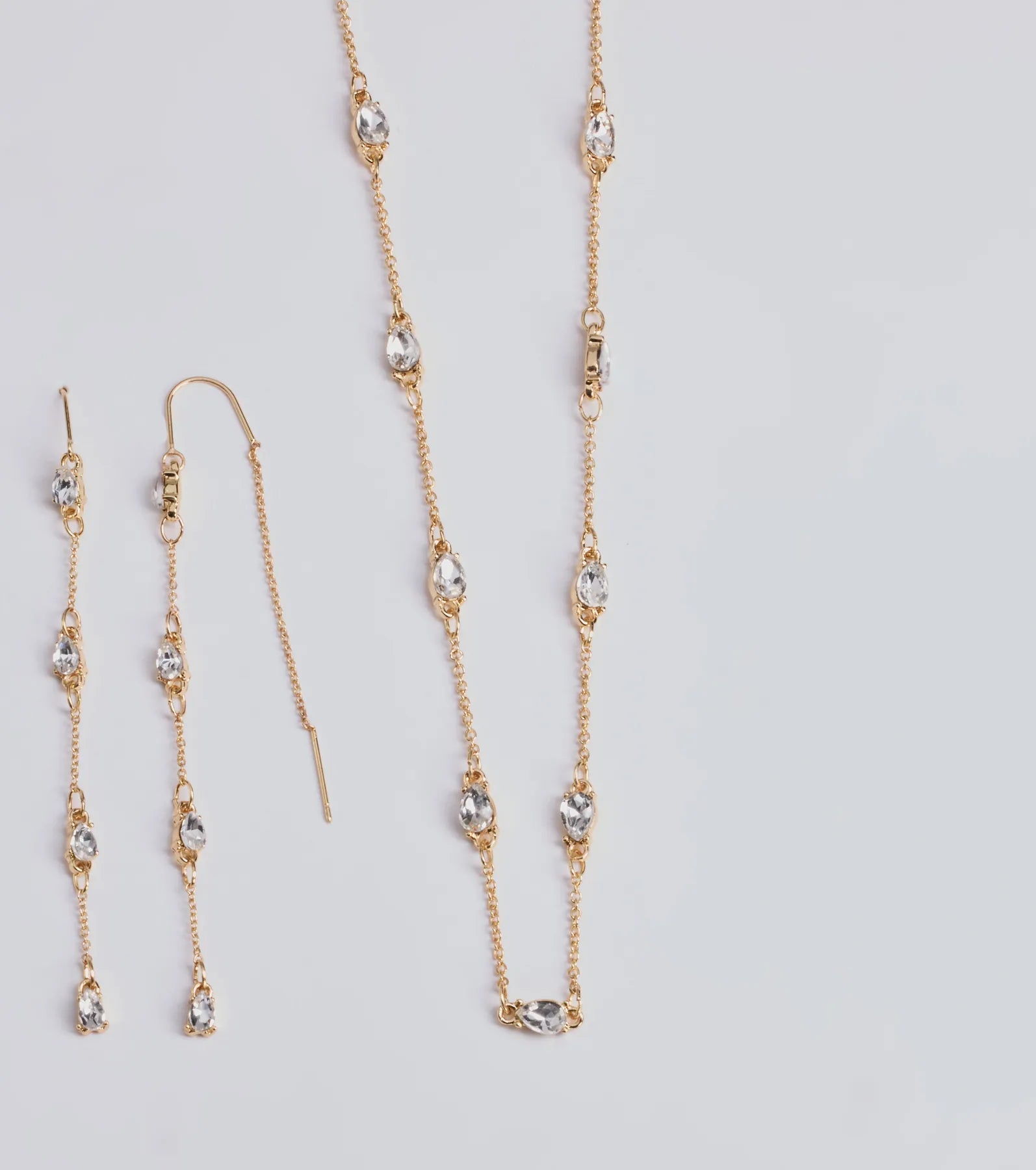 Premium Teardrop Rhinestone Jewelry Set - Necklace & Earrings