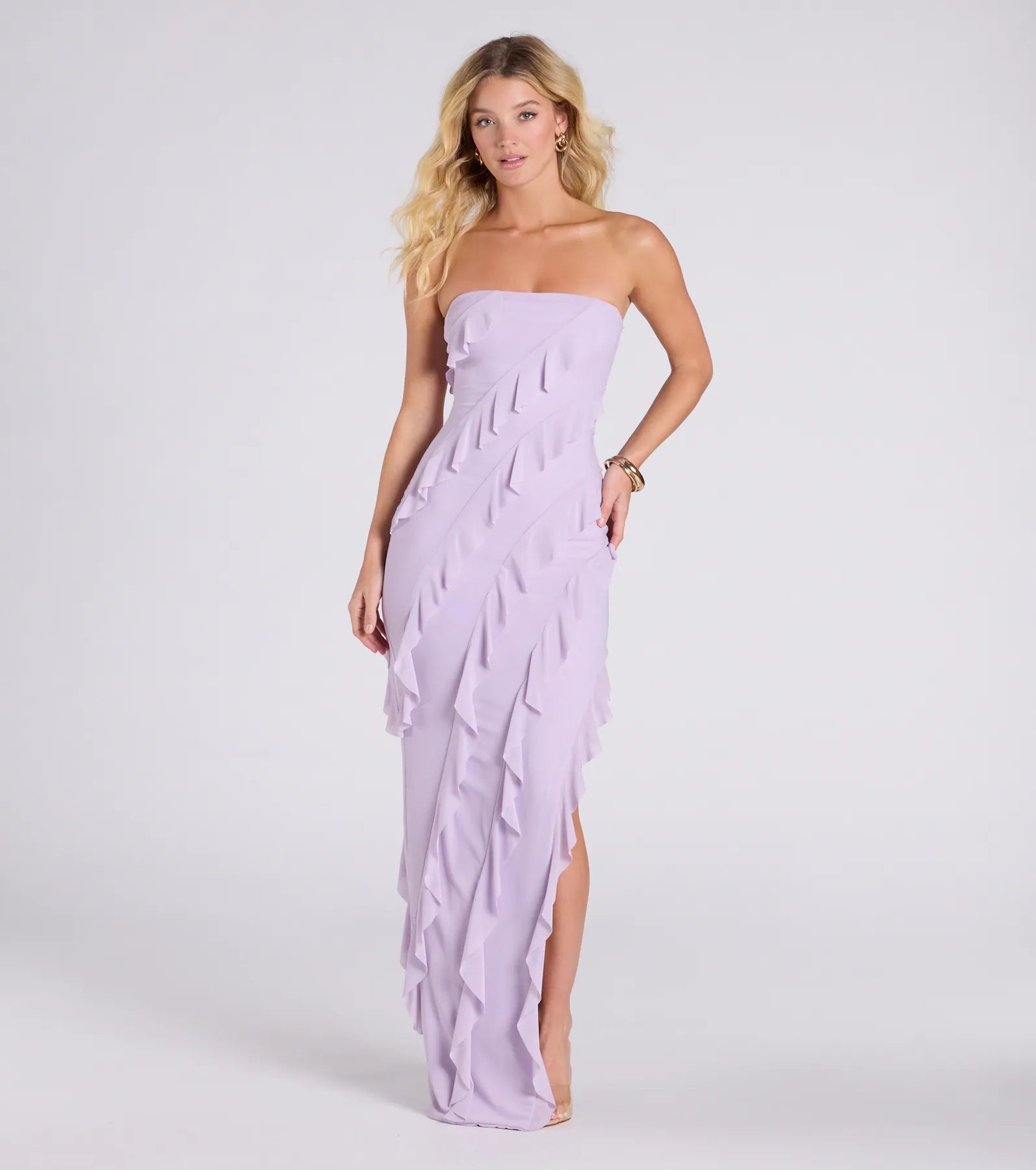 Premium Gabby Strapless Ruffle Evening Gown