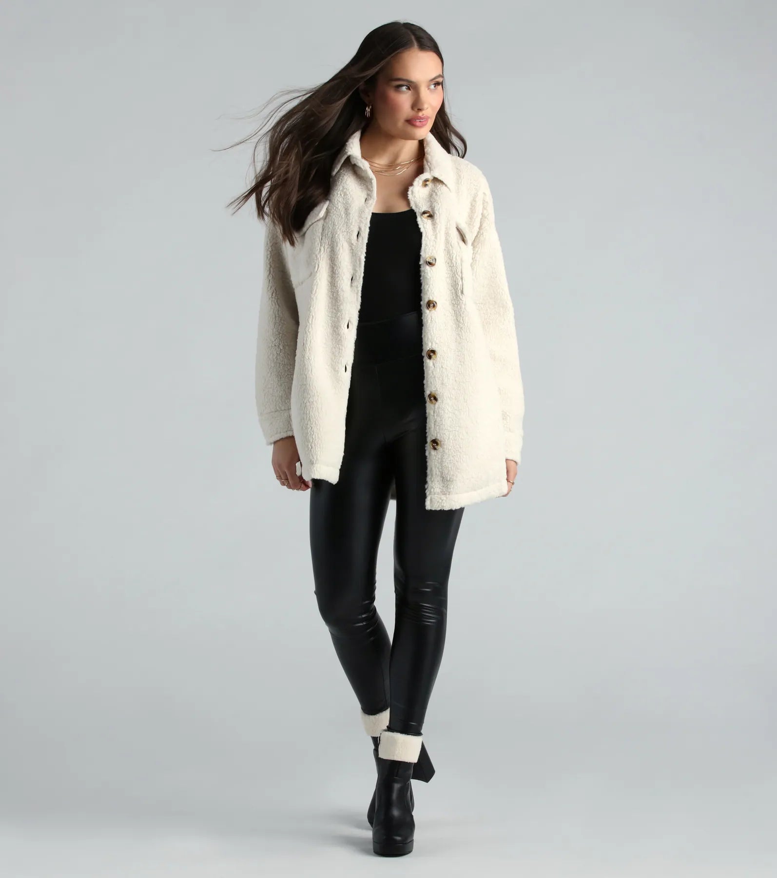 Ultimate Cozy Vibes Faux Sherpa Shacket - Oversized Comfort