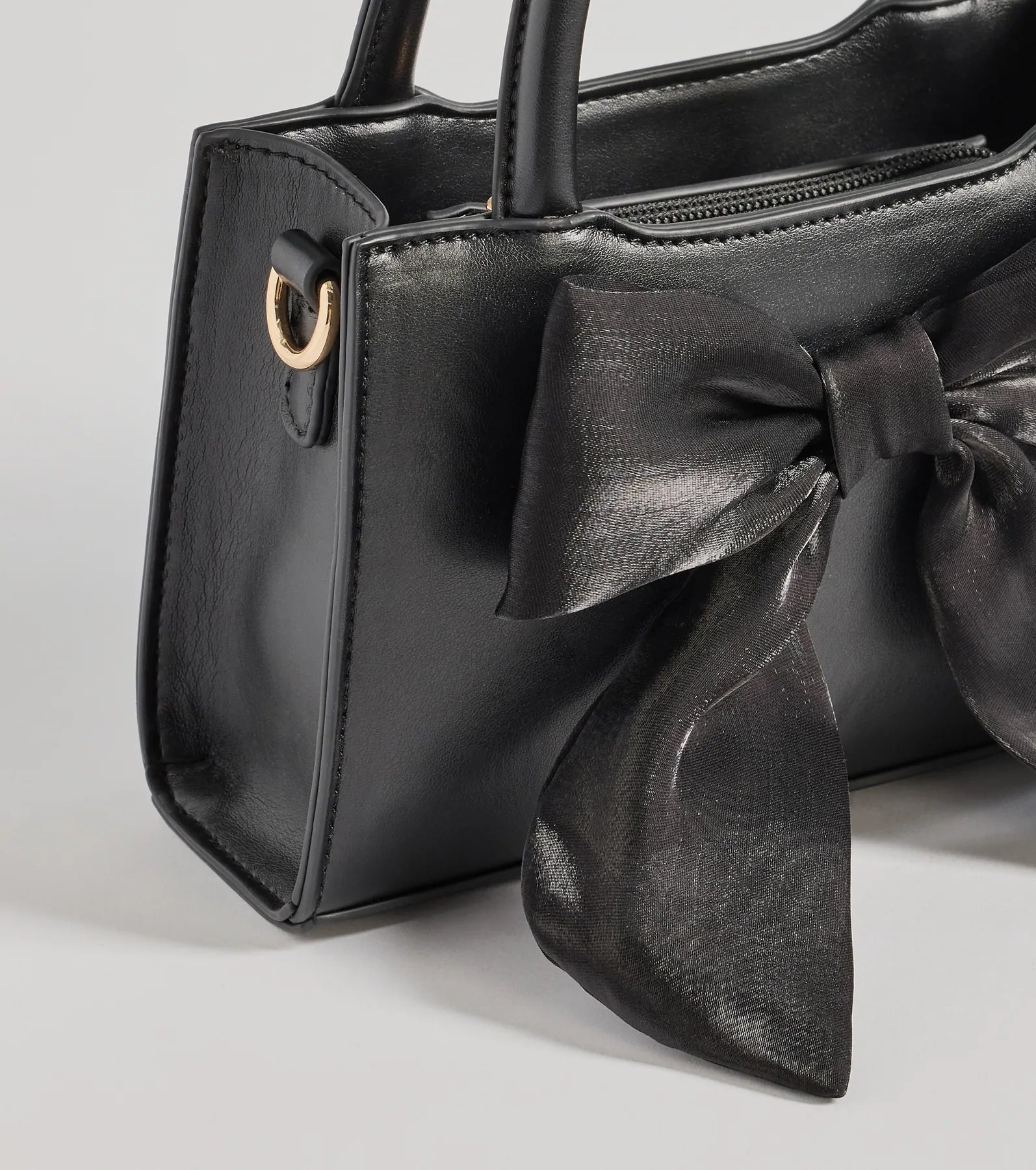 Premium Tulle Bow Faux Leather Handbag - Ultimate Style Upgrade