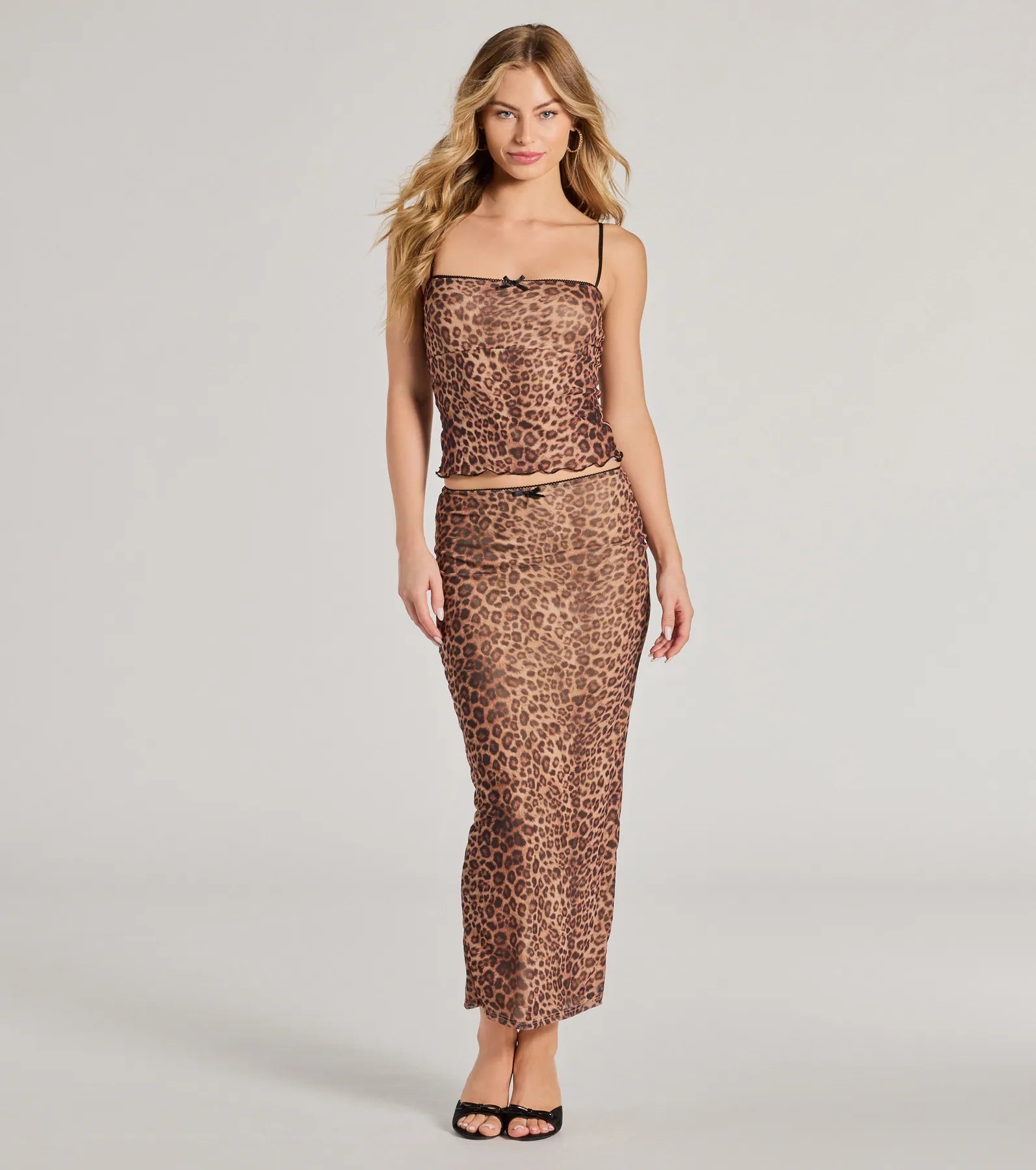 Ultimate Forever Fierce Leopard Print Maxi Skirt with Bow Accent
