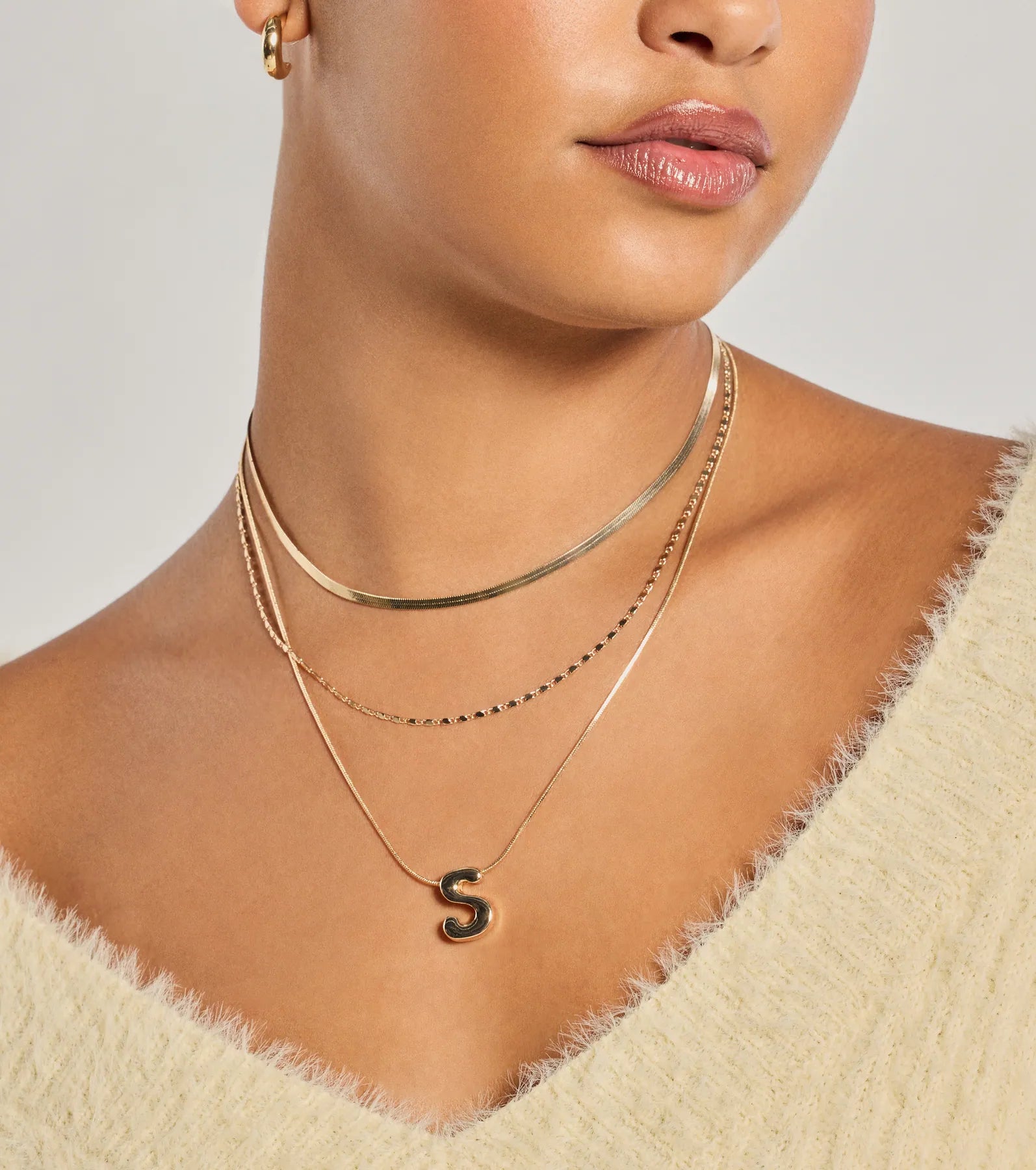 Premium S Initial Layered Bubble Necklace - Ultimate Style Upgrade