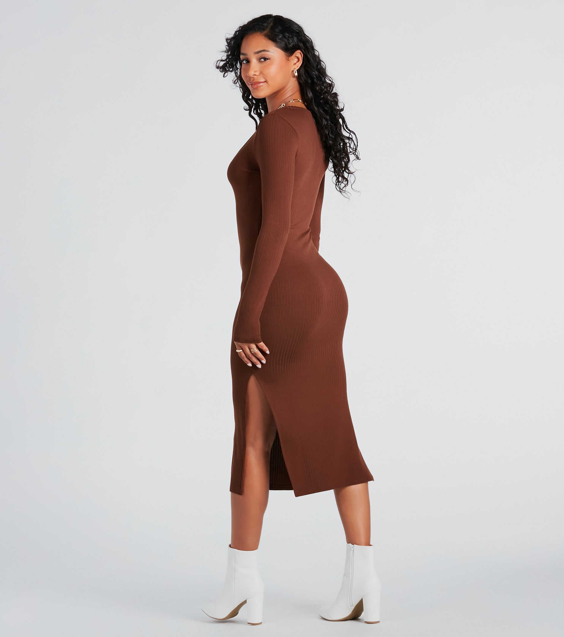 Premium Ribbed Knit Midi Dress - Ultimate Seasonal Staple