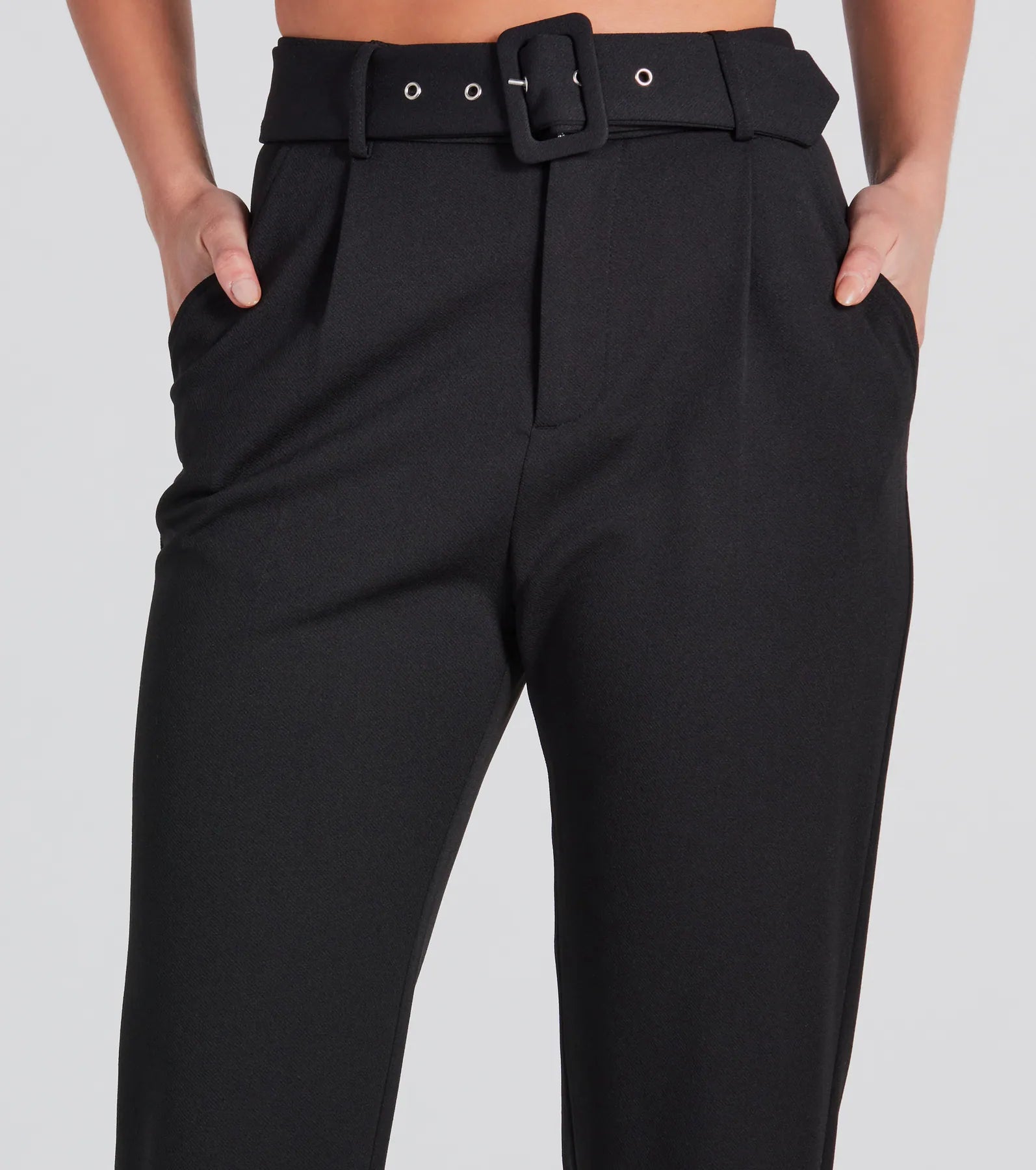 Premium High-Rise Crepe Trousers - Slim Fit & Cropped Hem