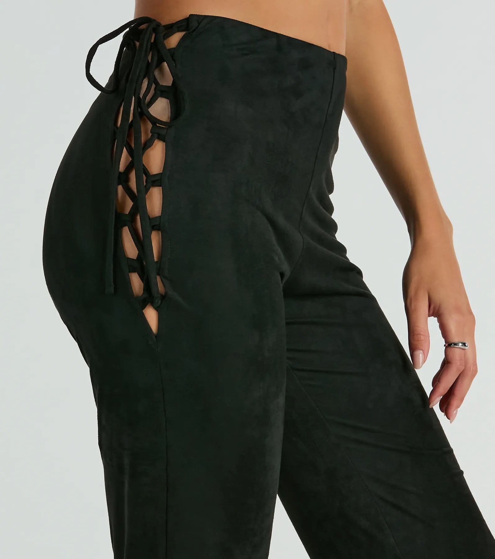 Ultimate All Laced-Up Flare Faux Suede Pants