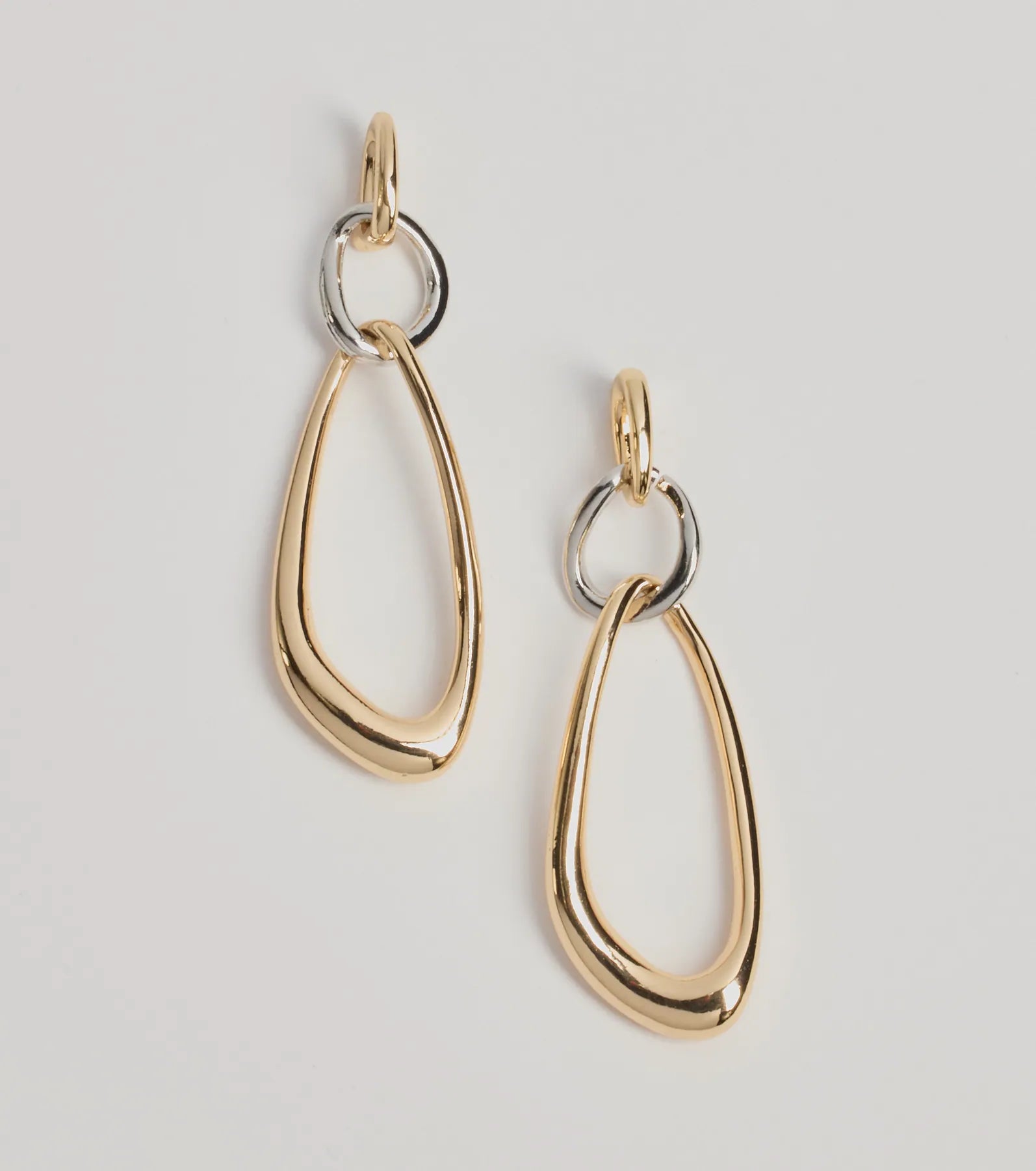 Ultimate Geometric Drop Earrings - Mixed Metal Elegance