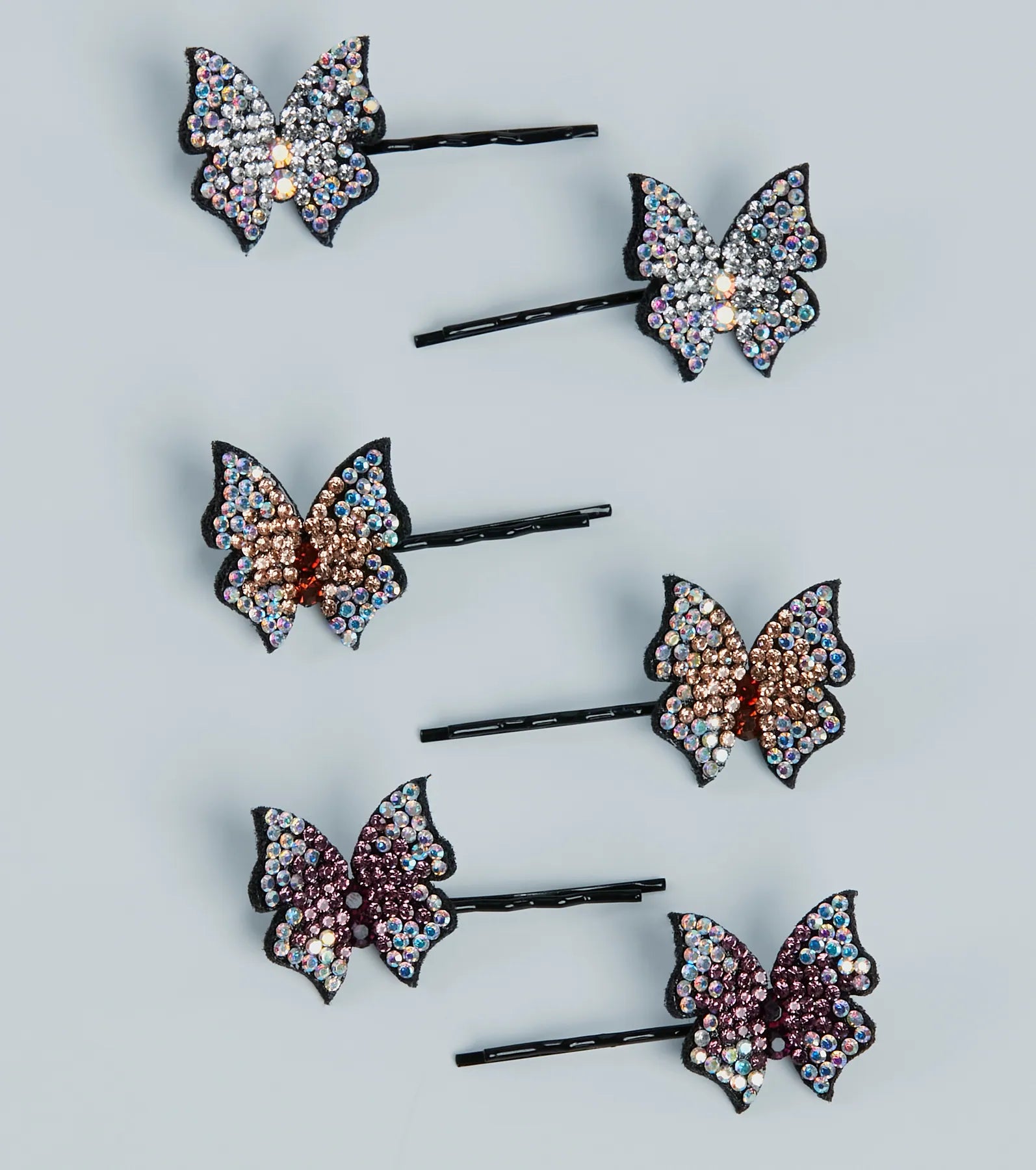 Ultimate Glam Butterfly Rhinestone Hair Pin Set