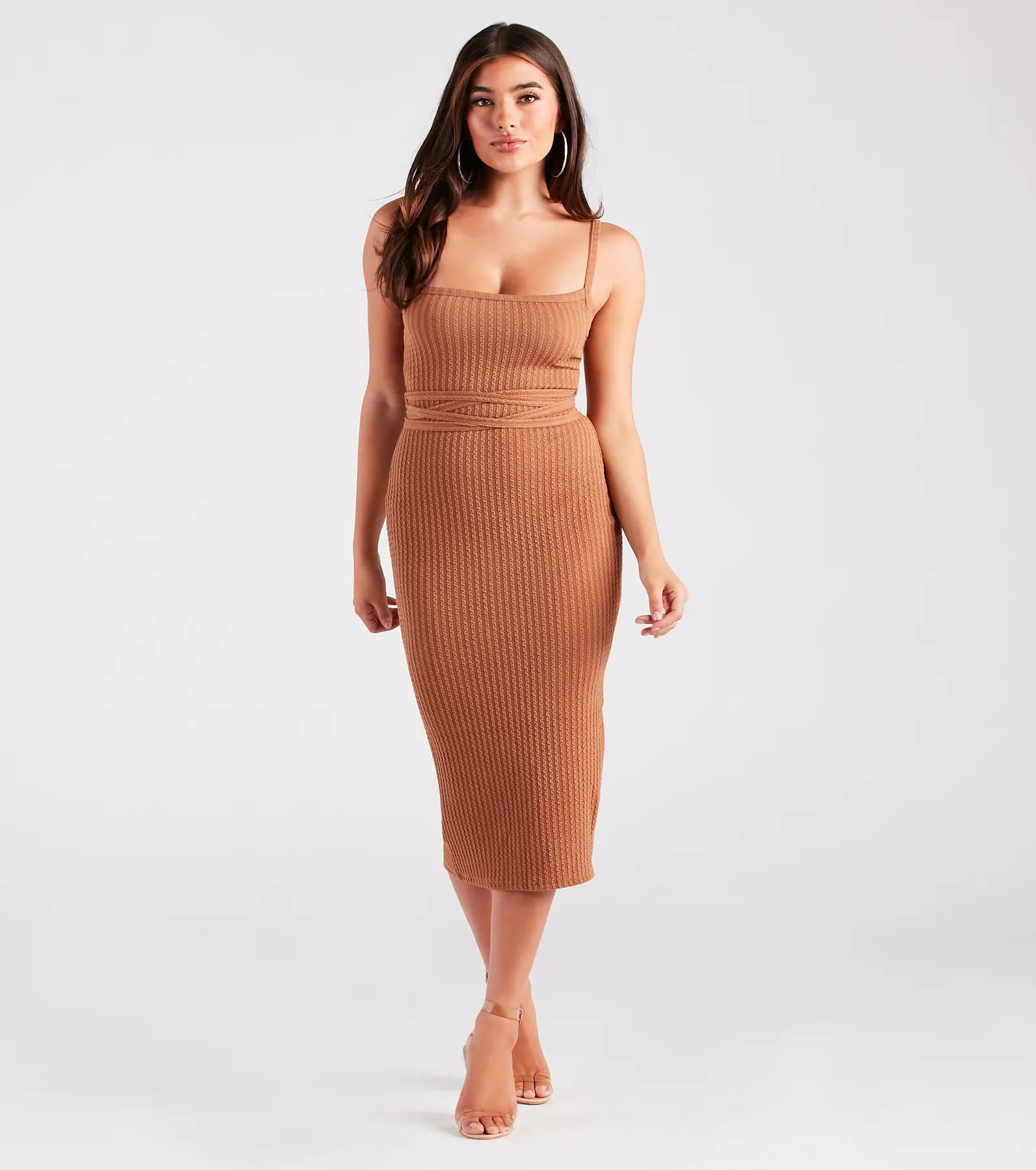 Ultimate Trendsetter Cable Knit Lace-Up Dress