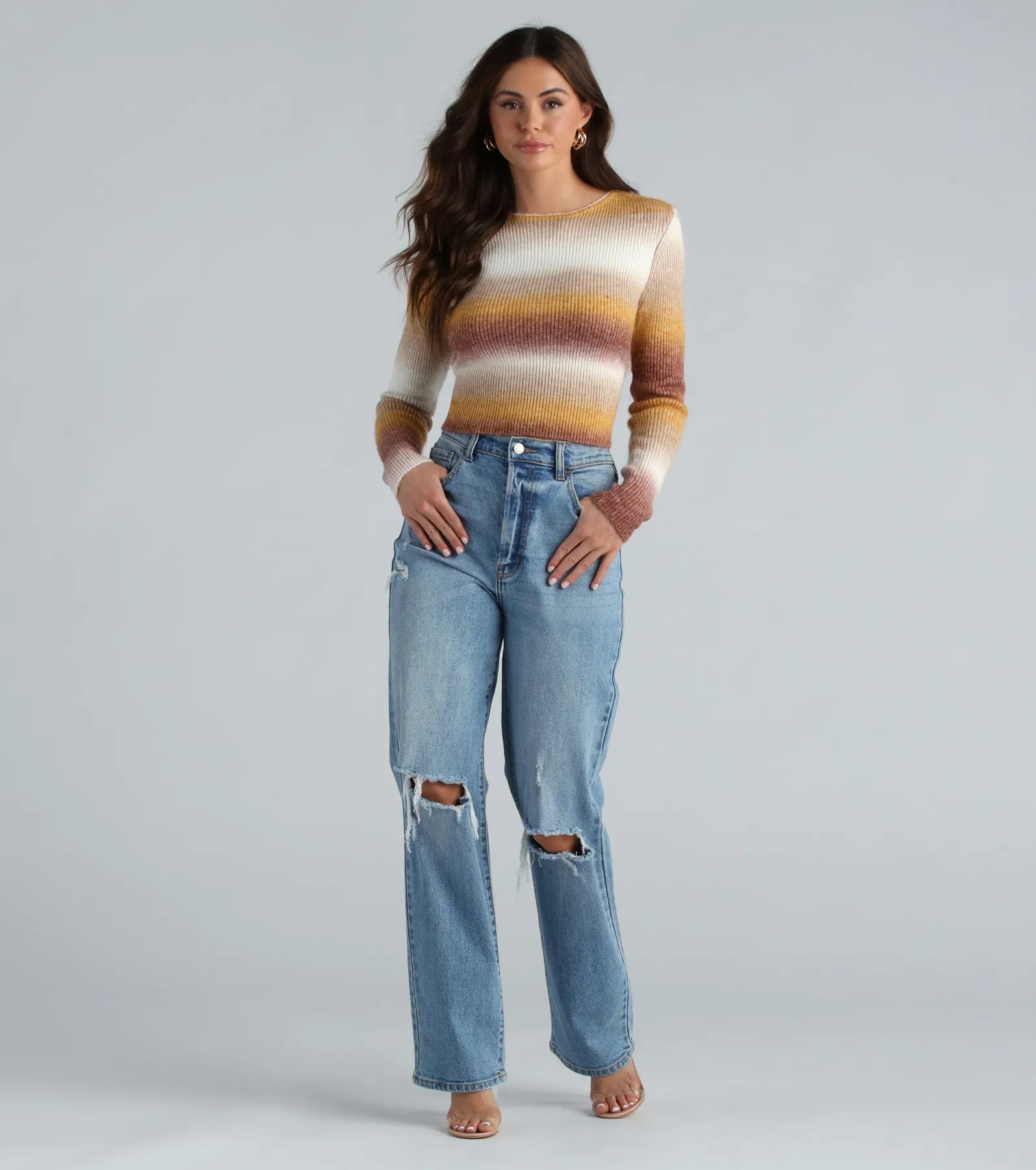 Ultimate Sunset Ombre Tie-Back Crop Sweater