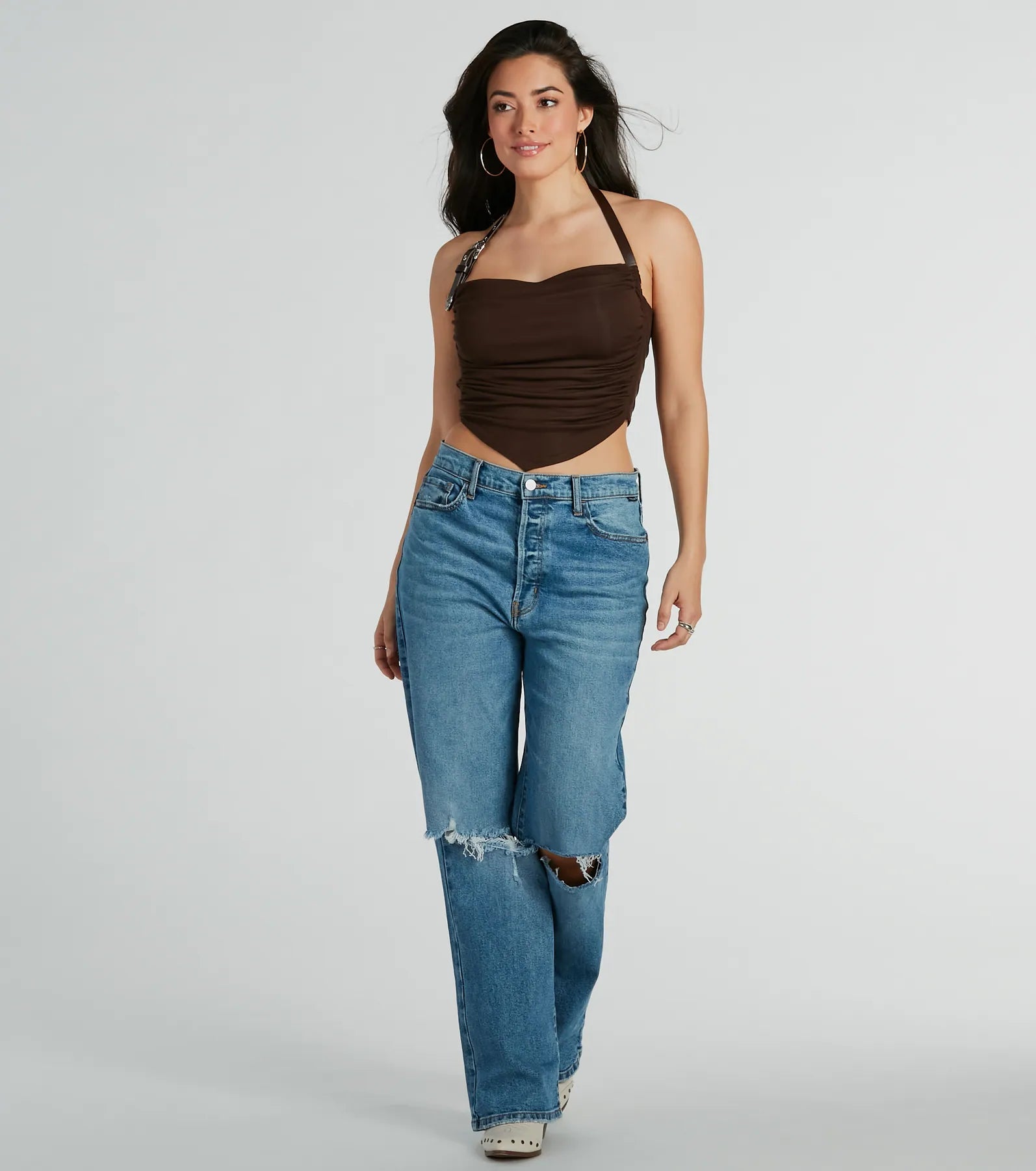 Premium Country Feels Belted Halter Crop Top - Ultimate Style Statement