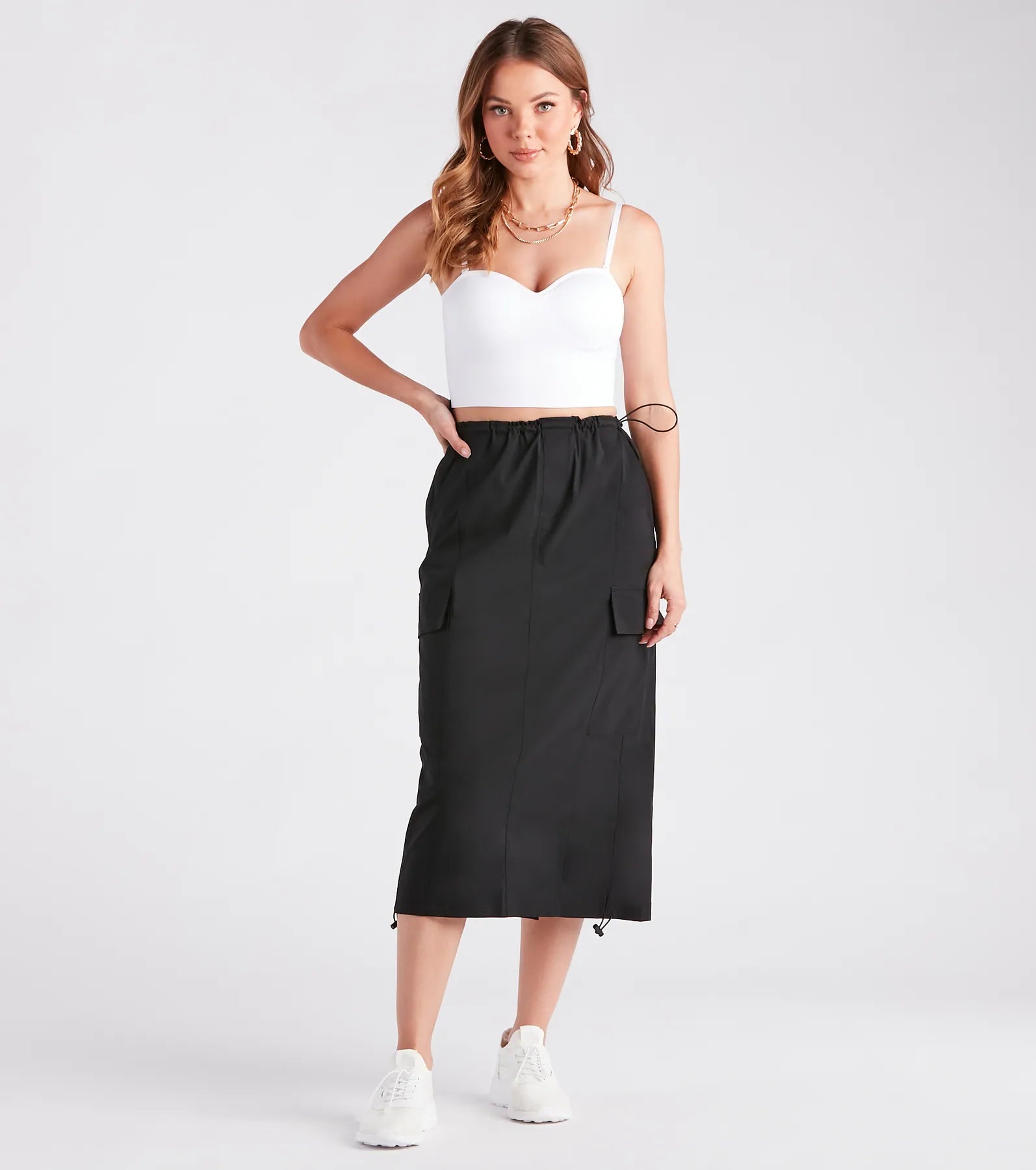 Ultimate Trendsetter Nylon Parachute Midi Skirt - Premium Style Upgrade