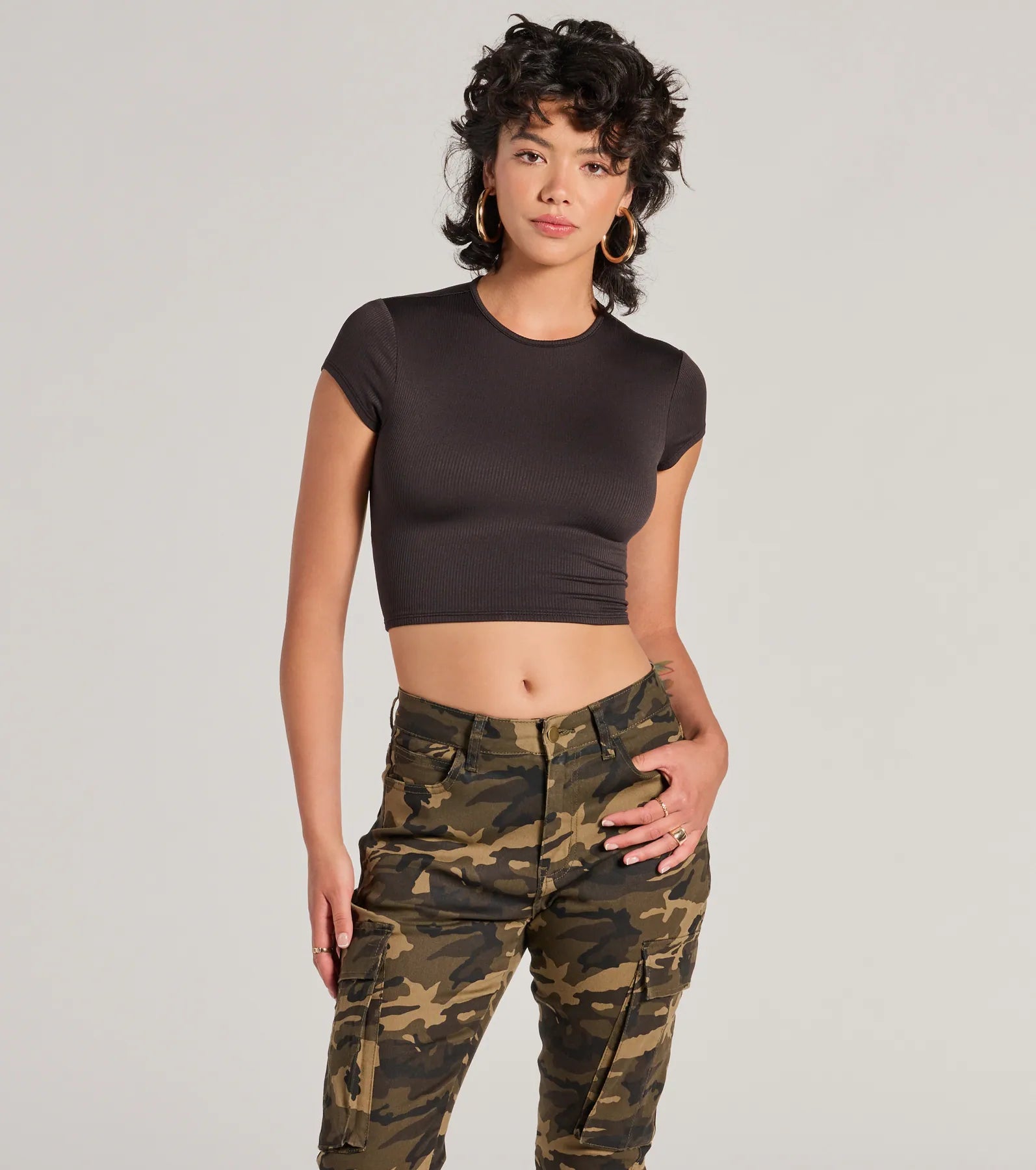 Ultimate Chic Lace-Up Ribbed Crop Top