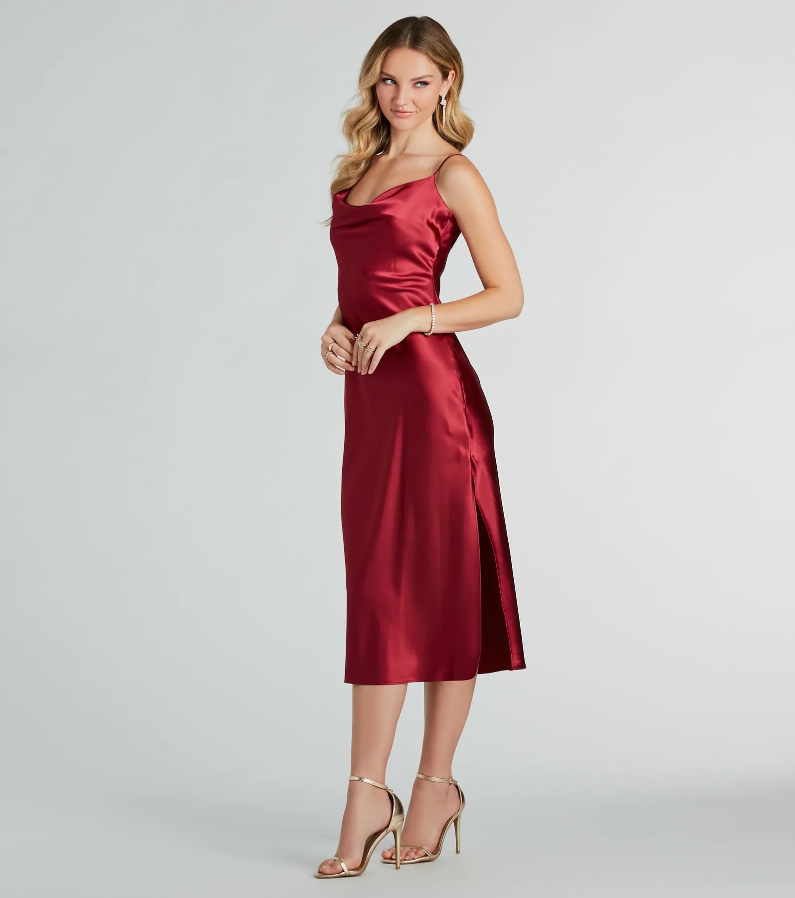 Premium Elegance Satin Slip Midi Dress - Ultimate Cocktail Party Style