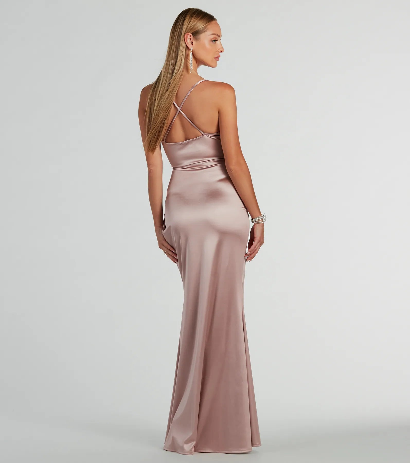 Premium Zosia V-Neck Mermaid Satin Evening Gown