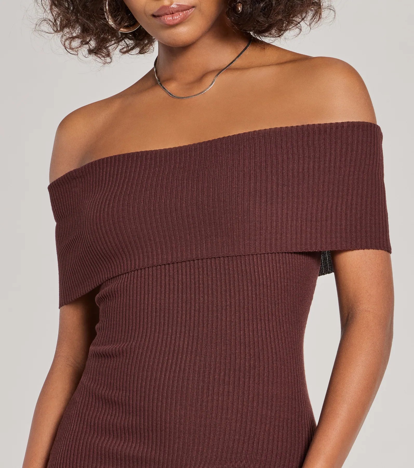 Premium Ribbed Knit Midi Dress with High Slit