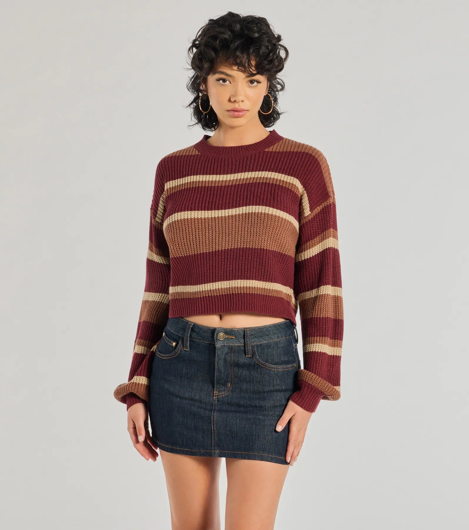 Ultimate Preppy Striped Knit Sweater - Crew Neck Relaxed Fit