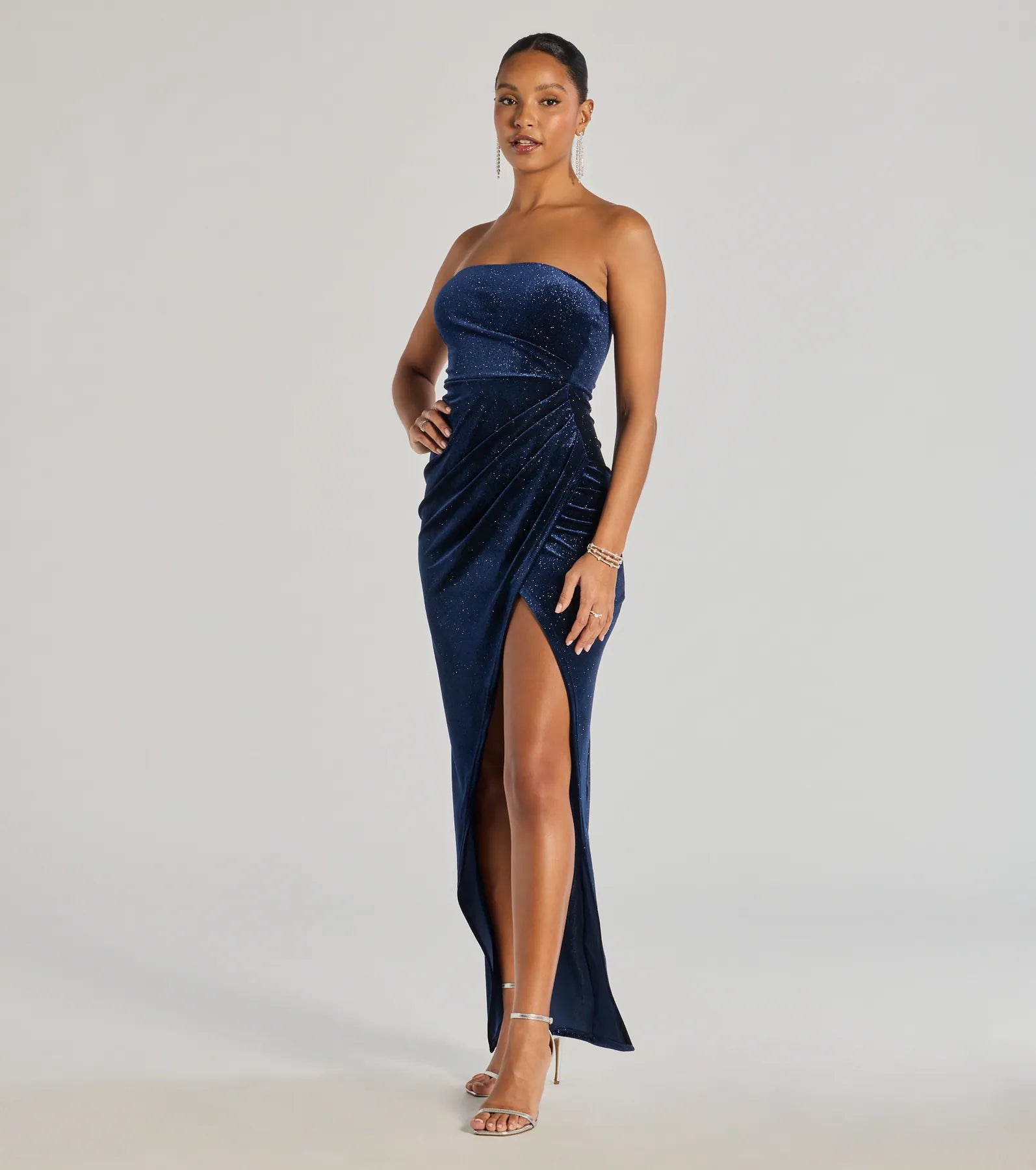 Premium Cordelia Velvet Glitter Wrap Dress - Ultimate Glamour