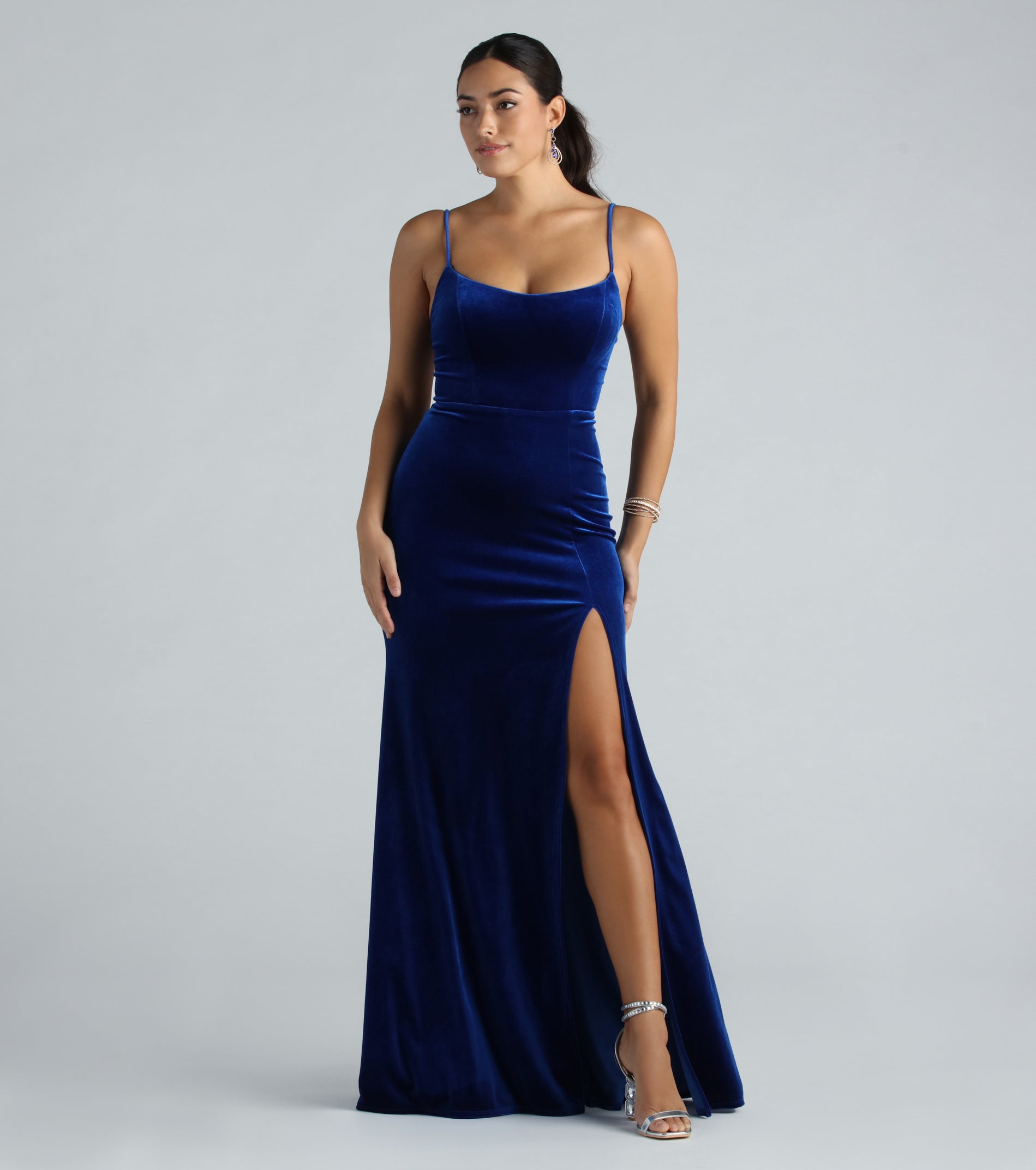 Premium Susan Velvet Lace-Up A-Line Evening Dress