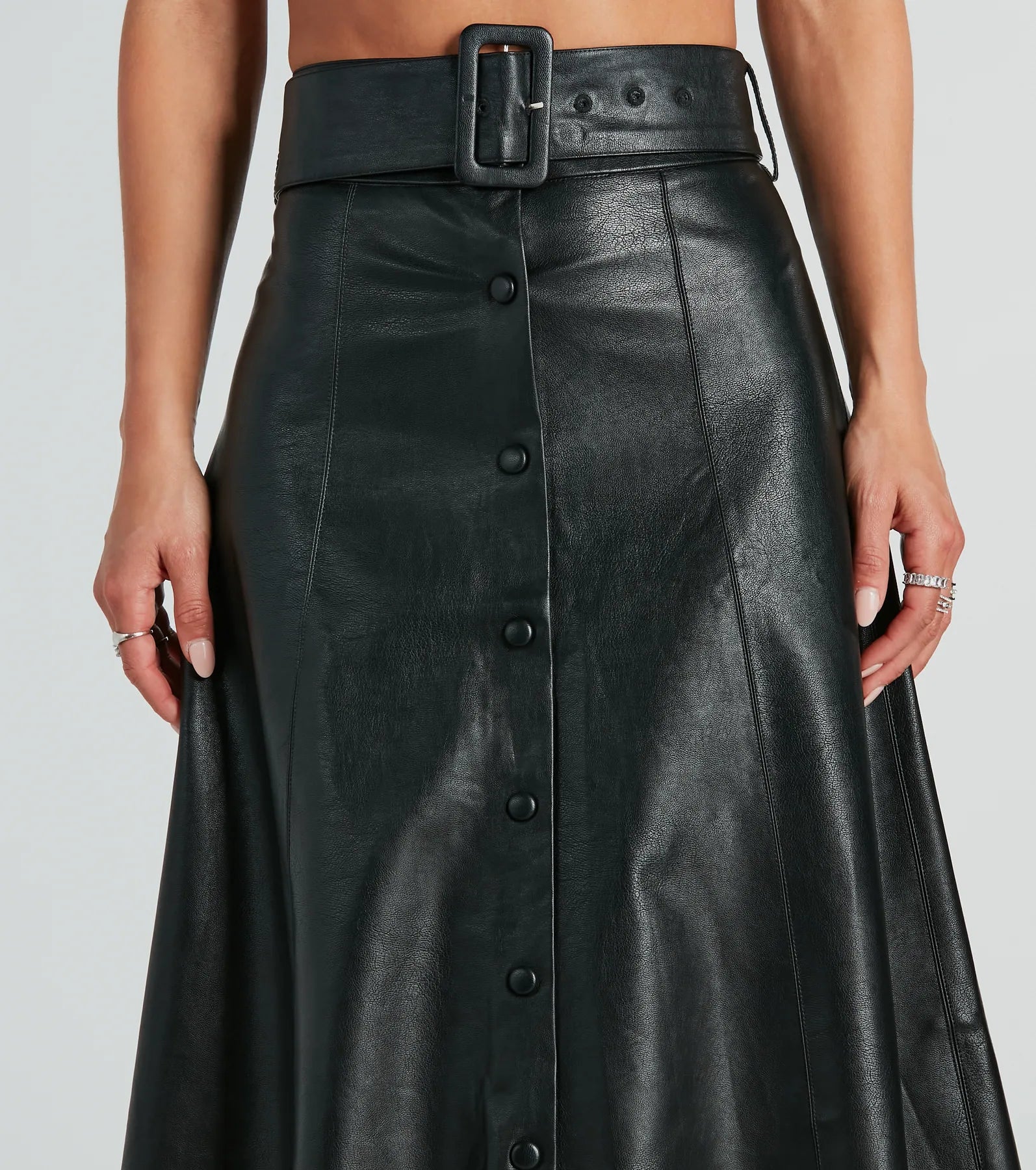 Ultimate Faux Leather A-Line Midi Skirt for the Modern Woman