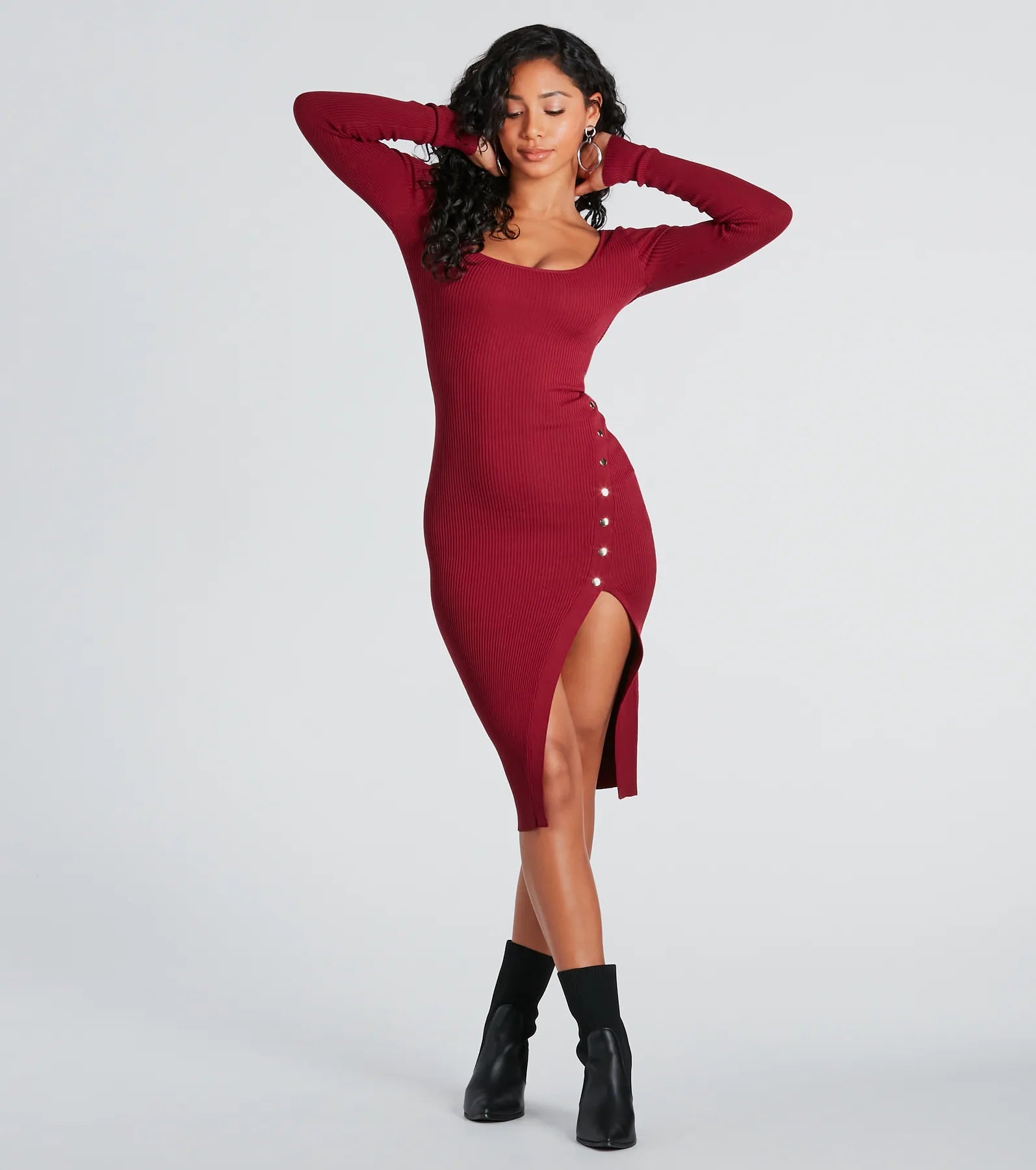 Ultimate Chic Snap Button Rib Knit Dress