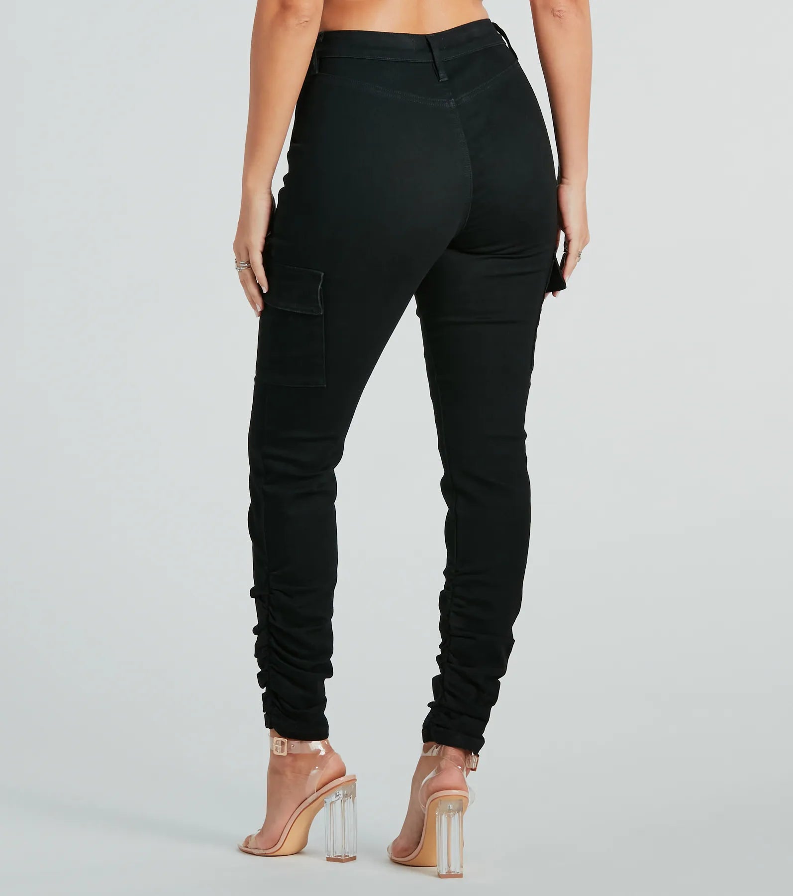 Premium Effortless Vibe High-Rise Cargo Skinny Jeans