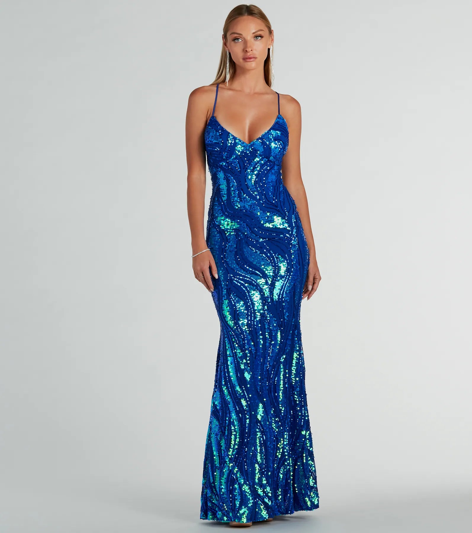 Acacia Ultimate Iridescent Sequin Lace-Up Formal Gown