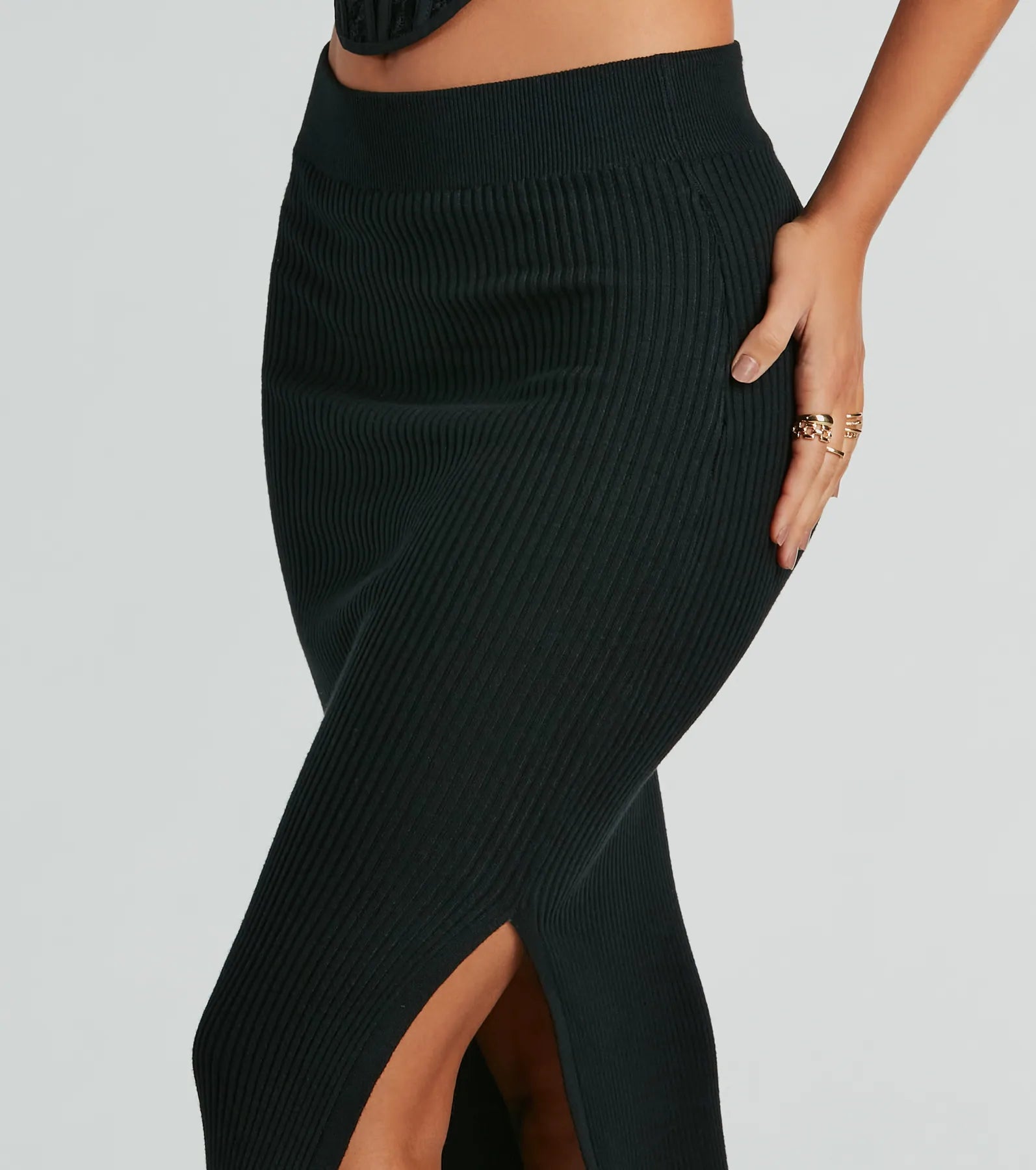 Ultimate Comfort Rib Knit Midi Skirt