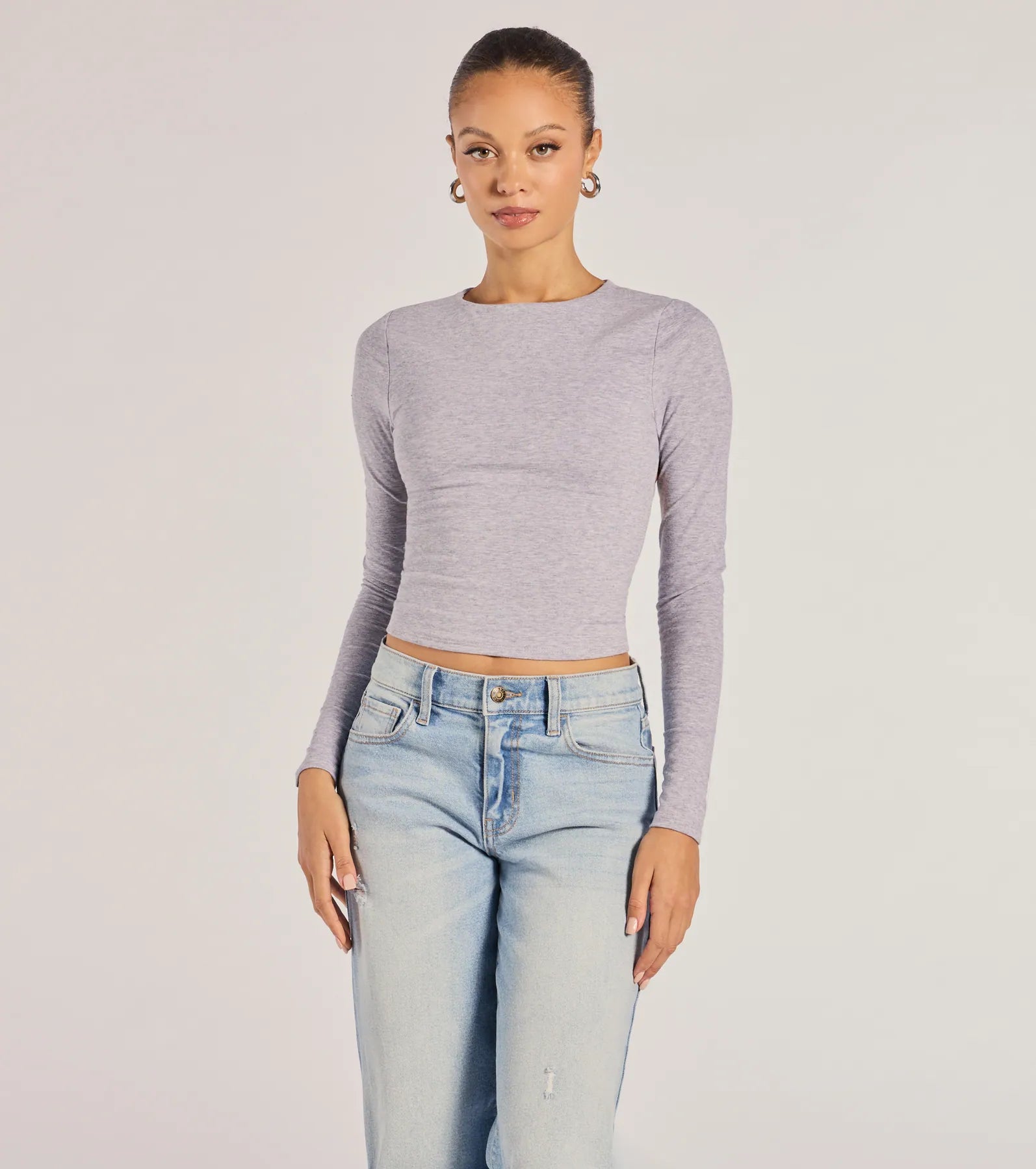 Premium Elevated Staple Open Back Long Sleeve Top