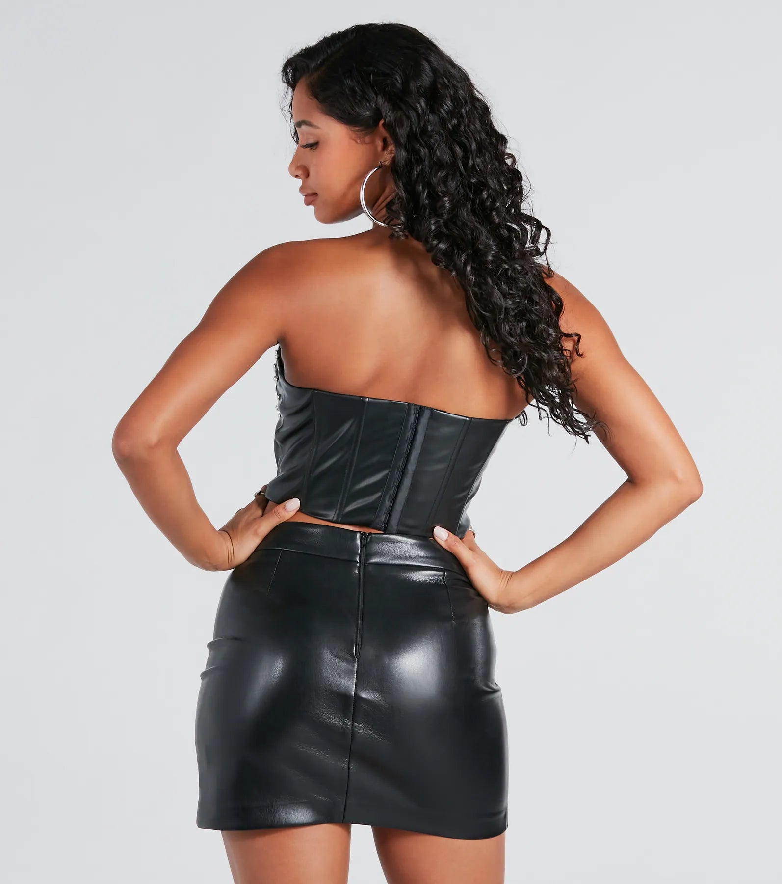 Ultimate Studded Faux Leather Strapless Bustier - Premium Fit & Style