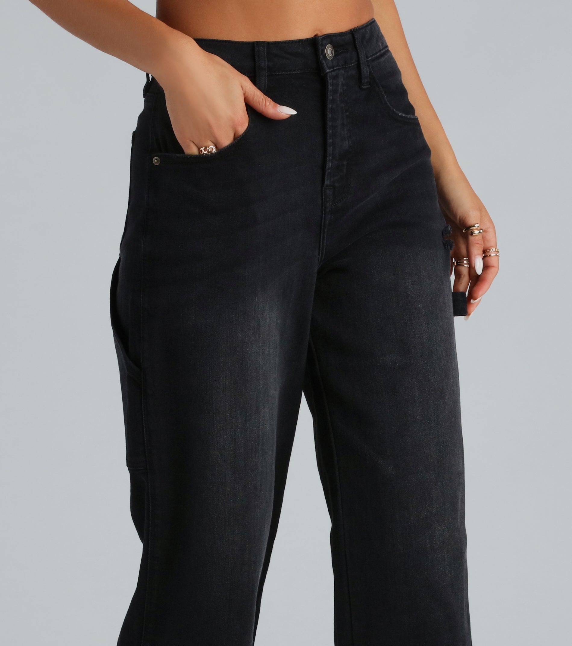 Trish Premium Mid-Rise Wide-Leg Carpenter Jeans