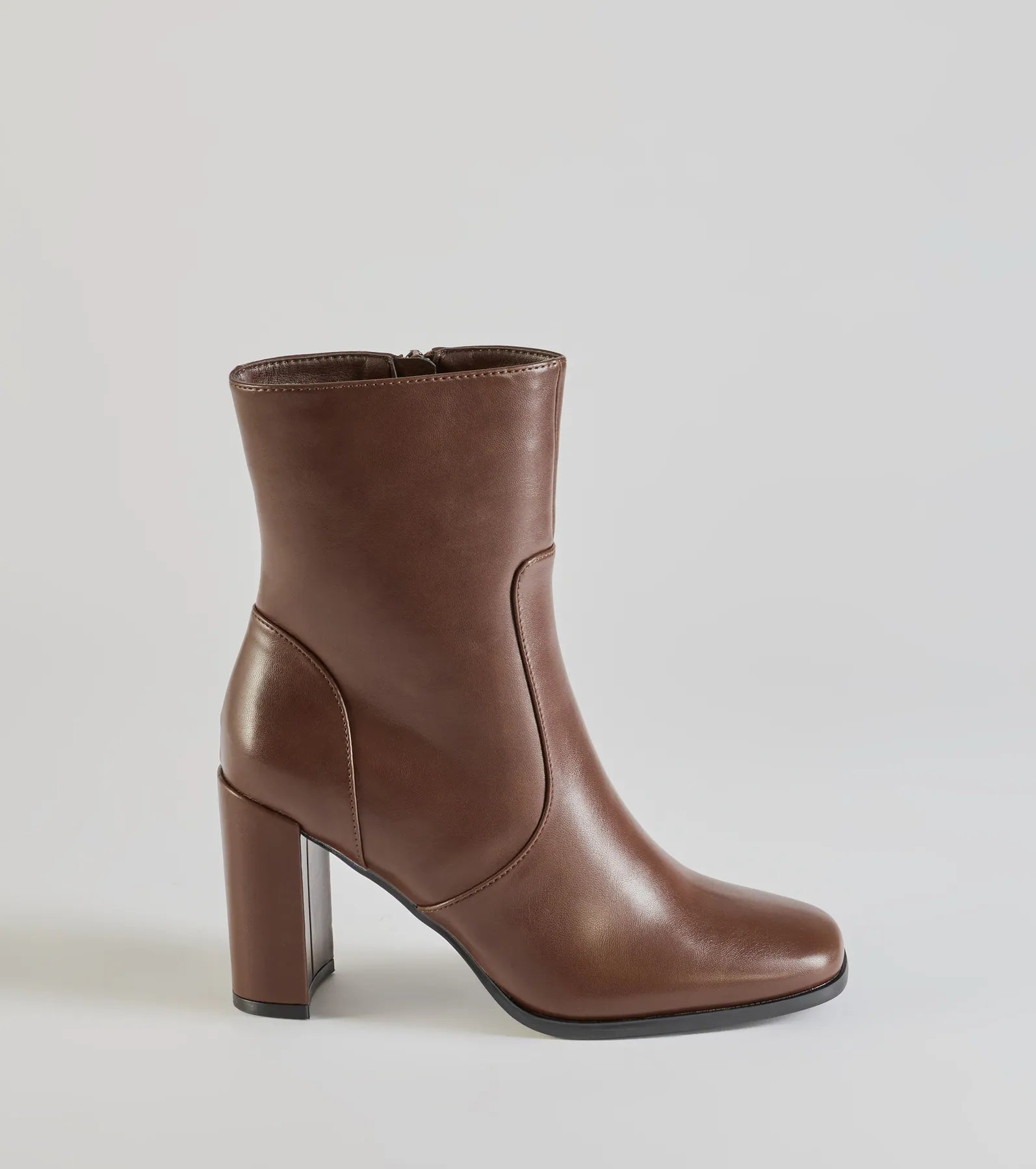 Premium Sleek Faux Leather Block Heel Booties - Ultimate Style Upgrade