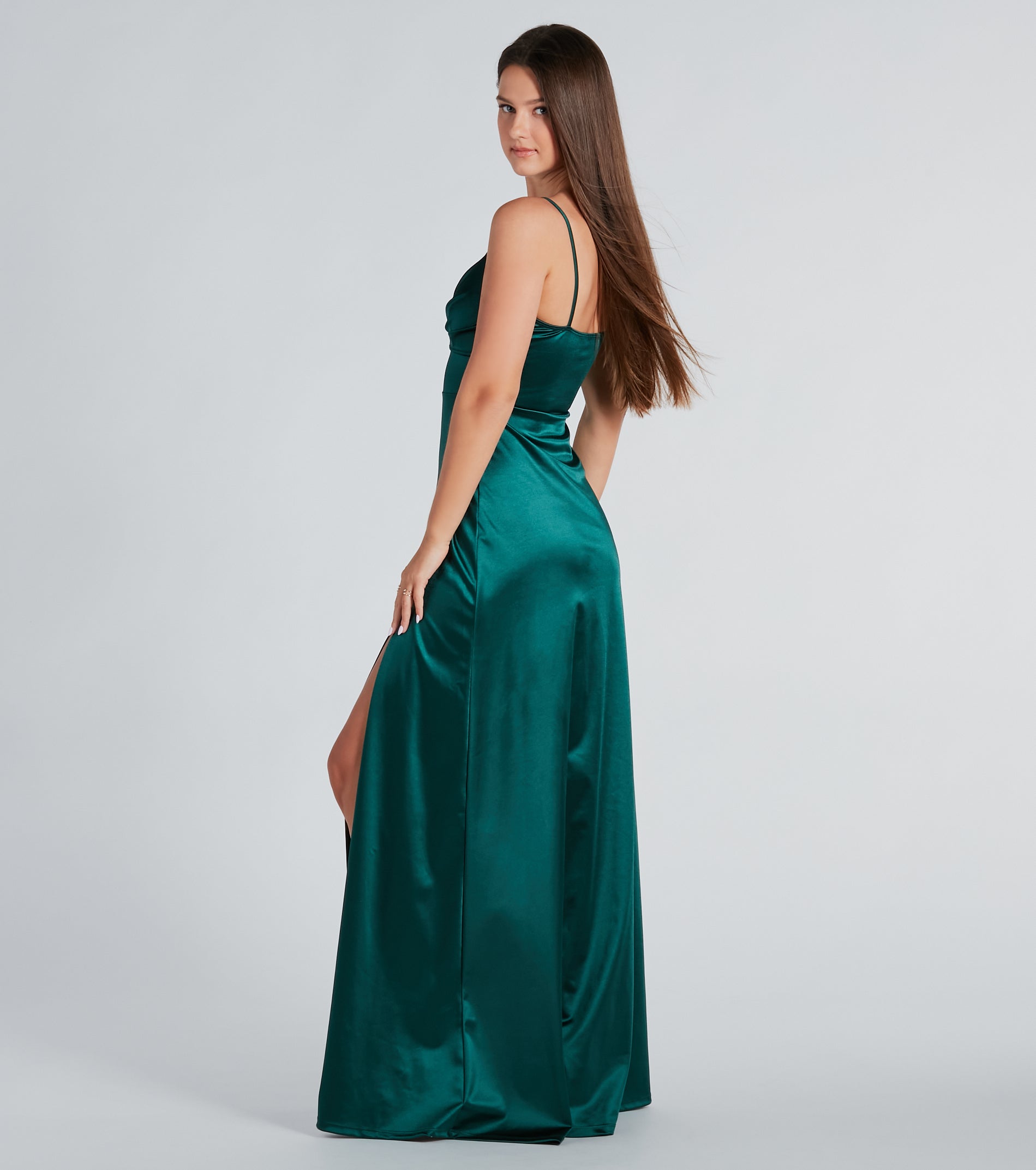 Premium Darla Satin A-Line Evening Gown