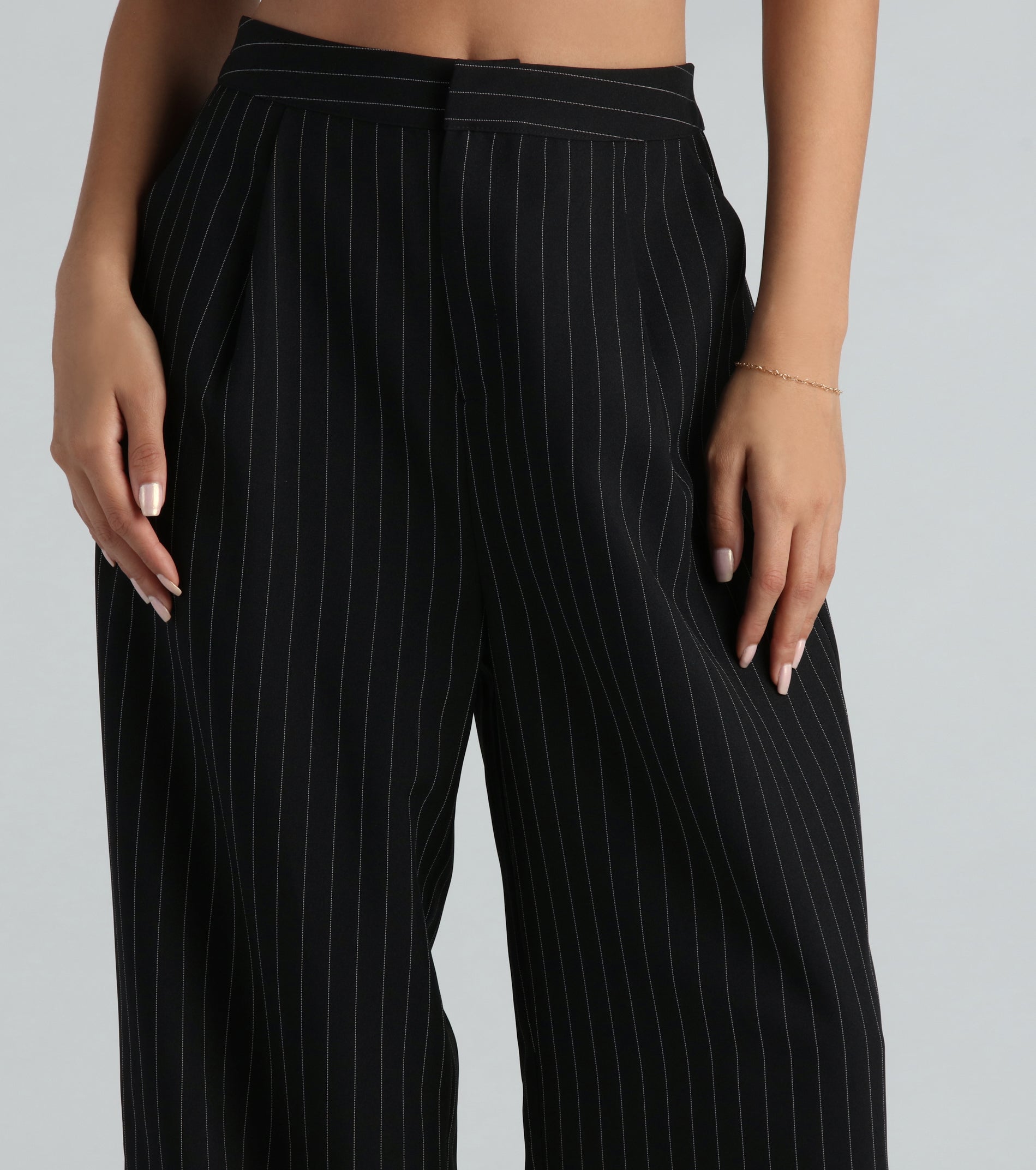 Ultimate Iconic Vibes Pinstripe Wide-Leg Pants