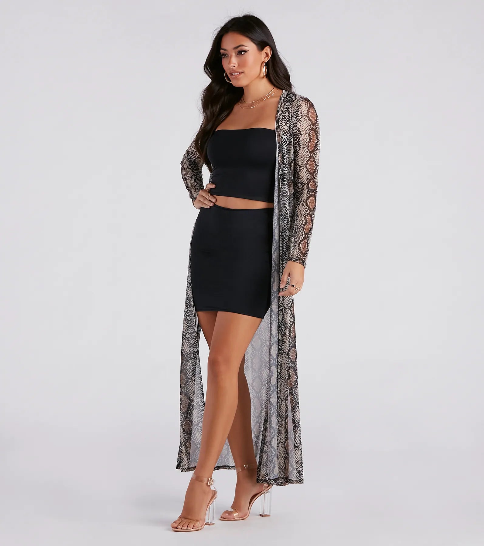 Ultimate Sultry Mesh Snake Print Duster