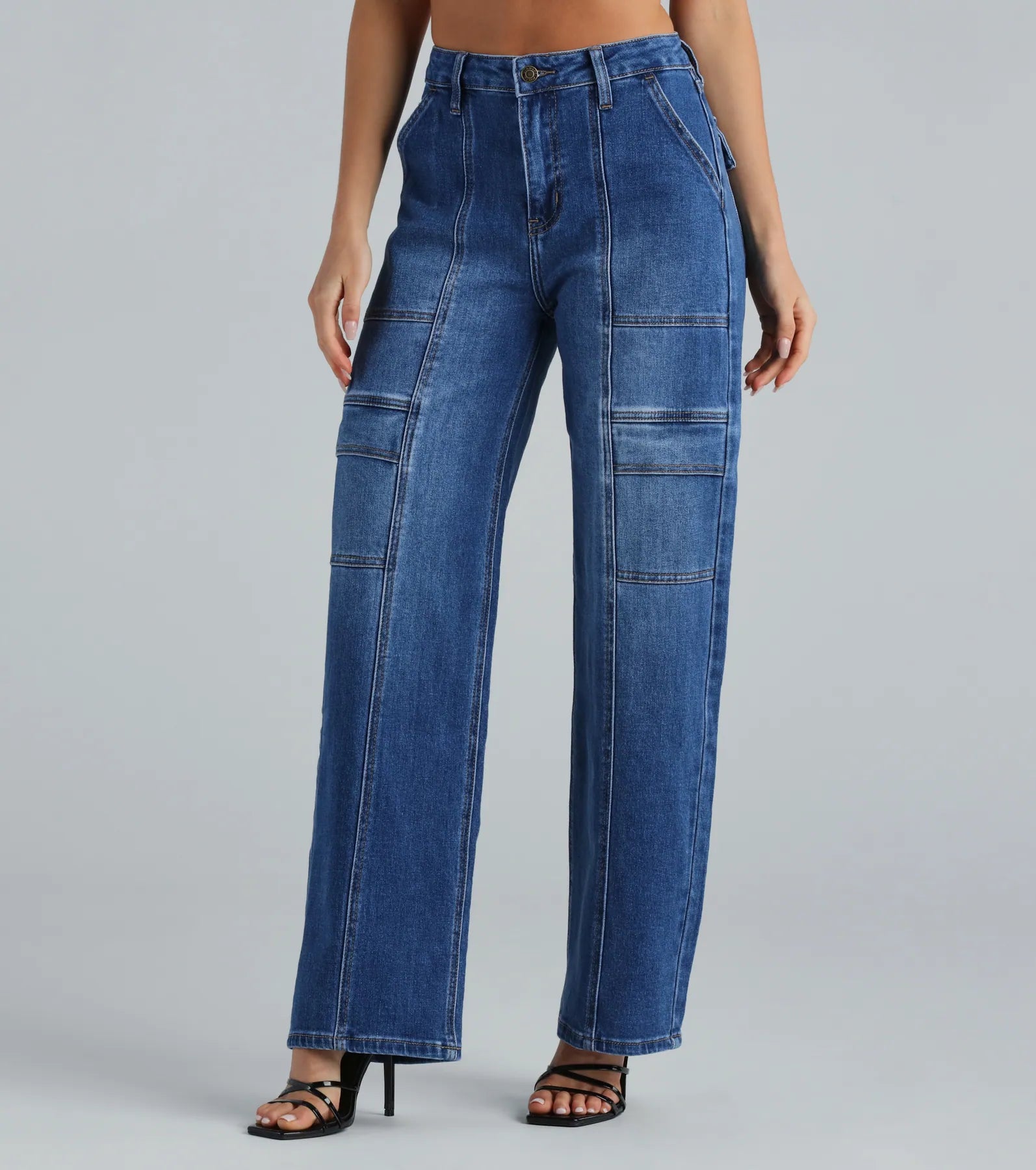 Premium Trish Mid-Rise Cargo Wide-Leg Jeans - Ultimate Style by Windsor Denim