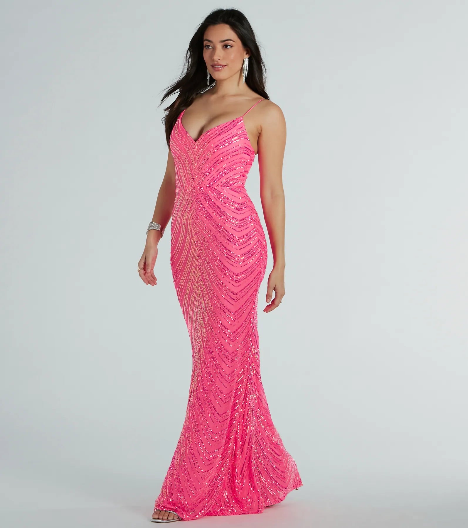 Premium May V-Neck Mermaid Sequin Formal Gown