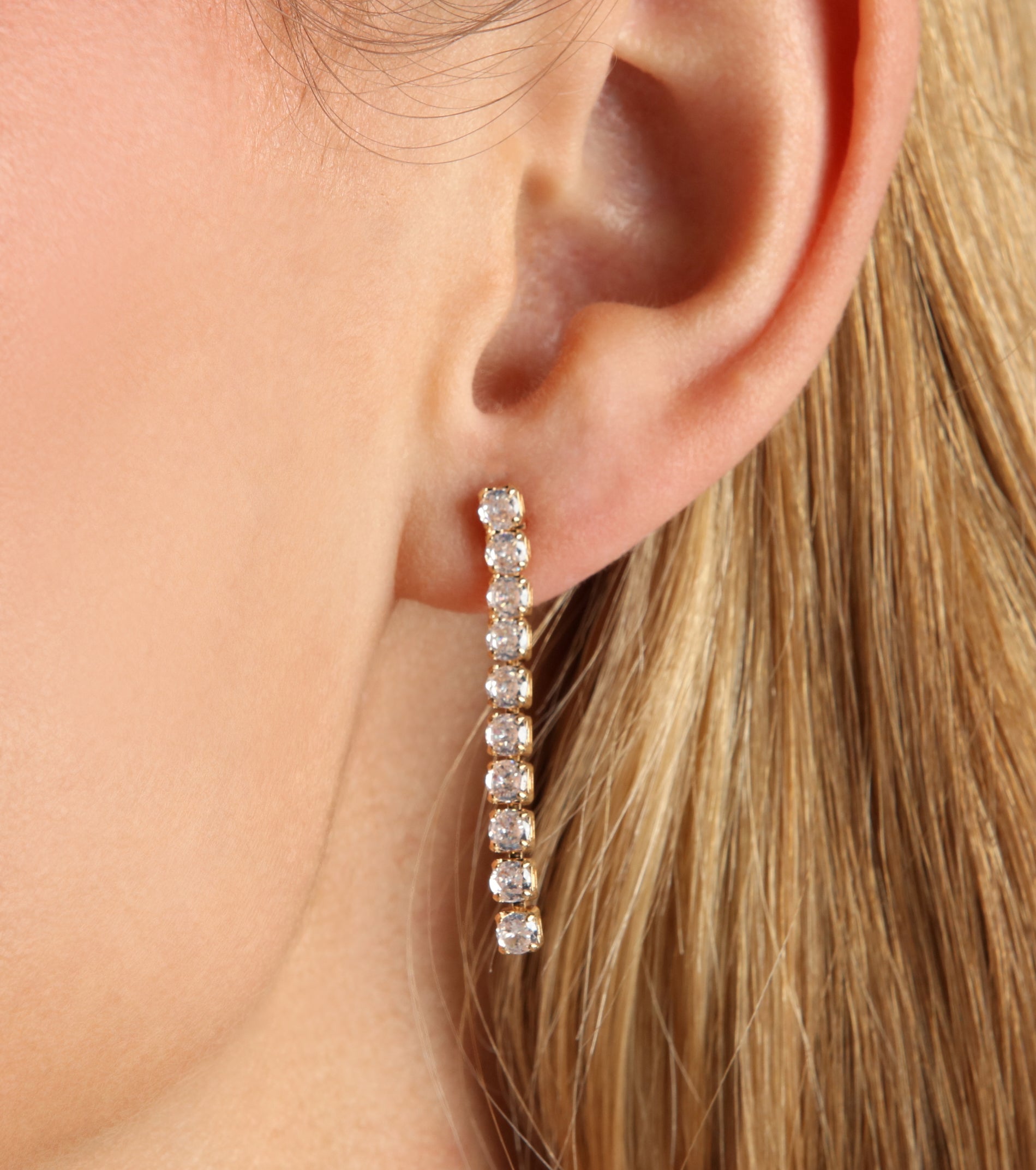 Premium Cubic Zirconia Linear Drop Earrings - Ultimate Elegance