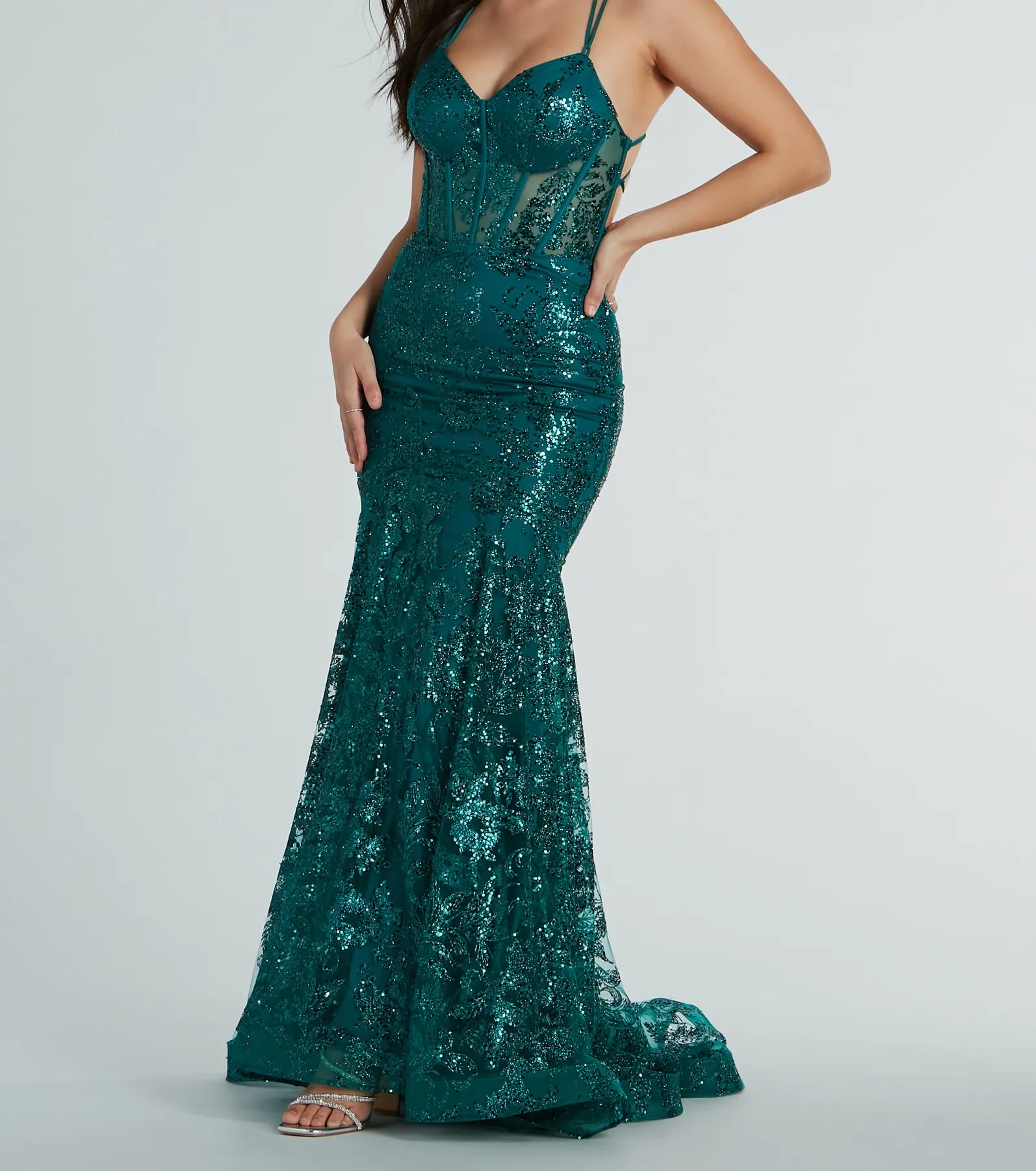 Ultimate Glamour: Amal Bustier Lace-Up Mermaid Sequin Gown