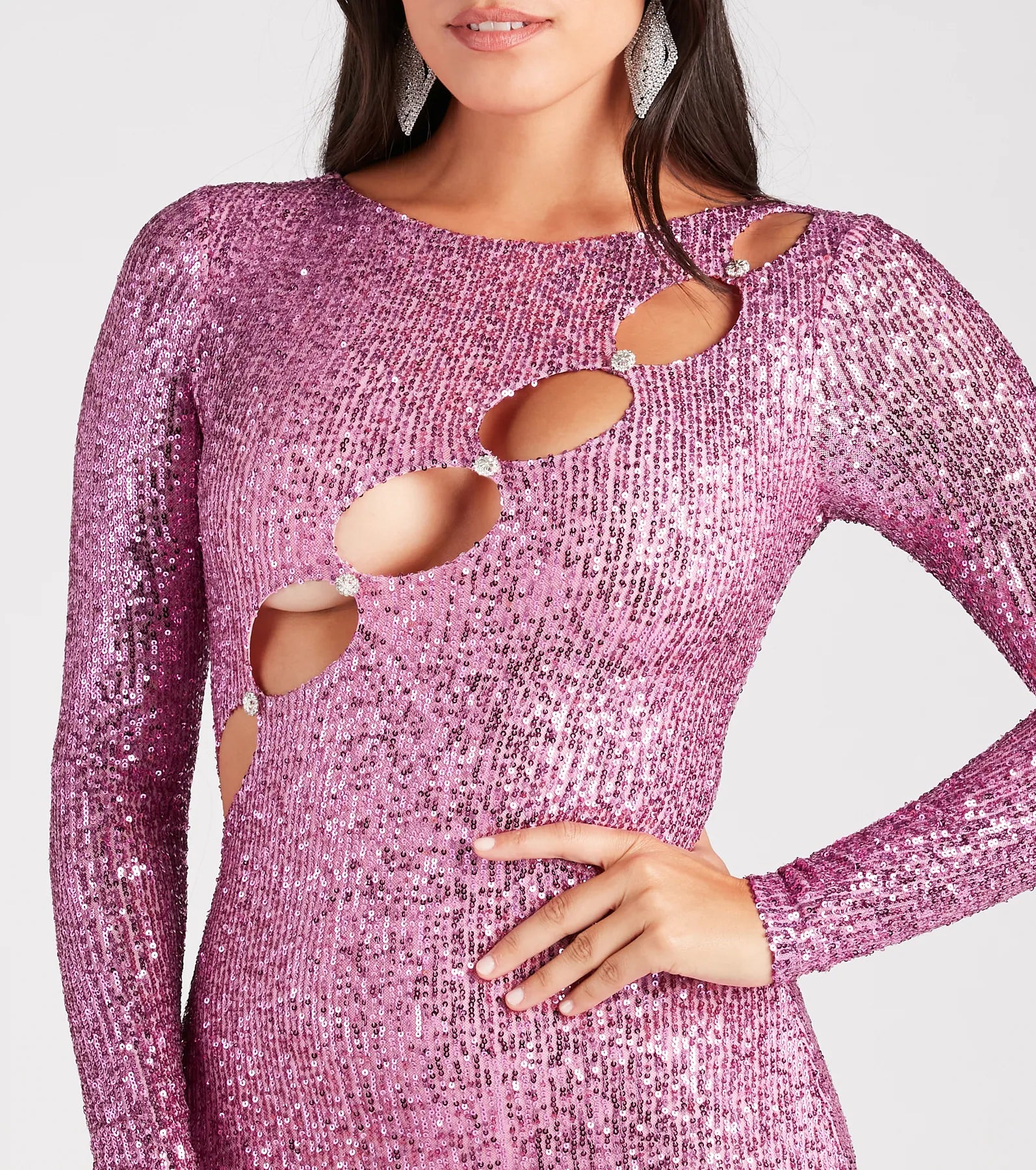 Ultimate Glamour Sequin Cutout Party Dress