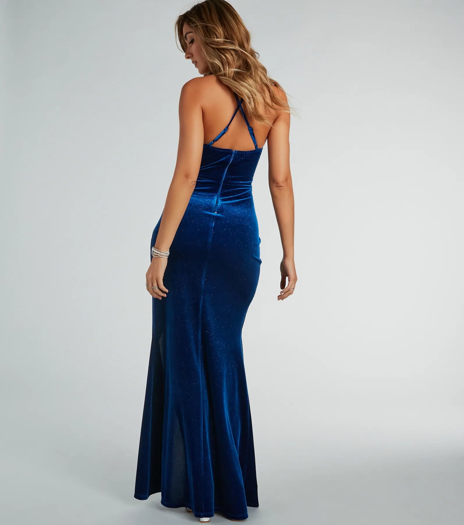 Premium Alexis Glitter Velvet Mermaid Gown - Ultimate Formal Elegance
