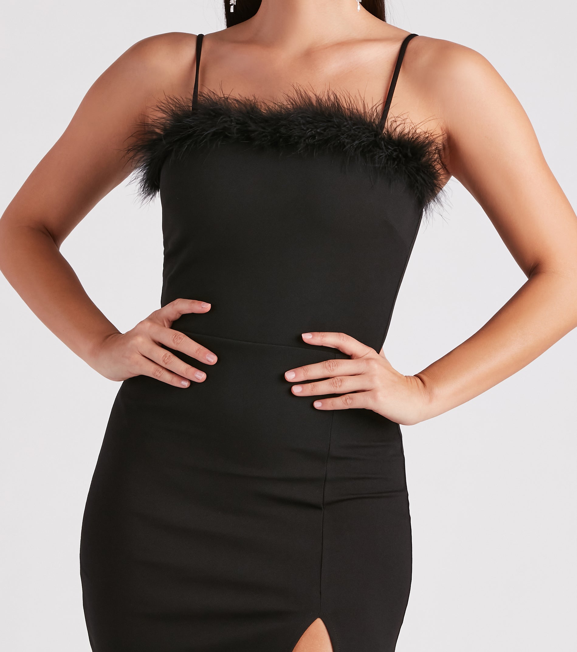 Ultimate Sweet Darling Crepe Marabou Midi Dress