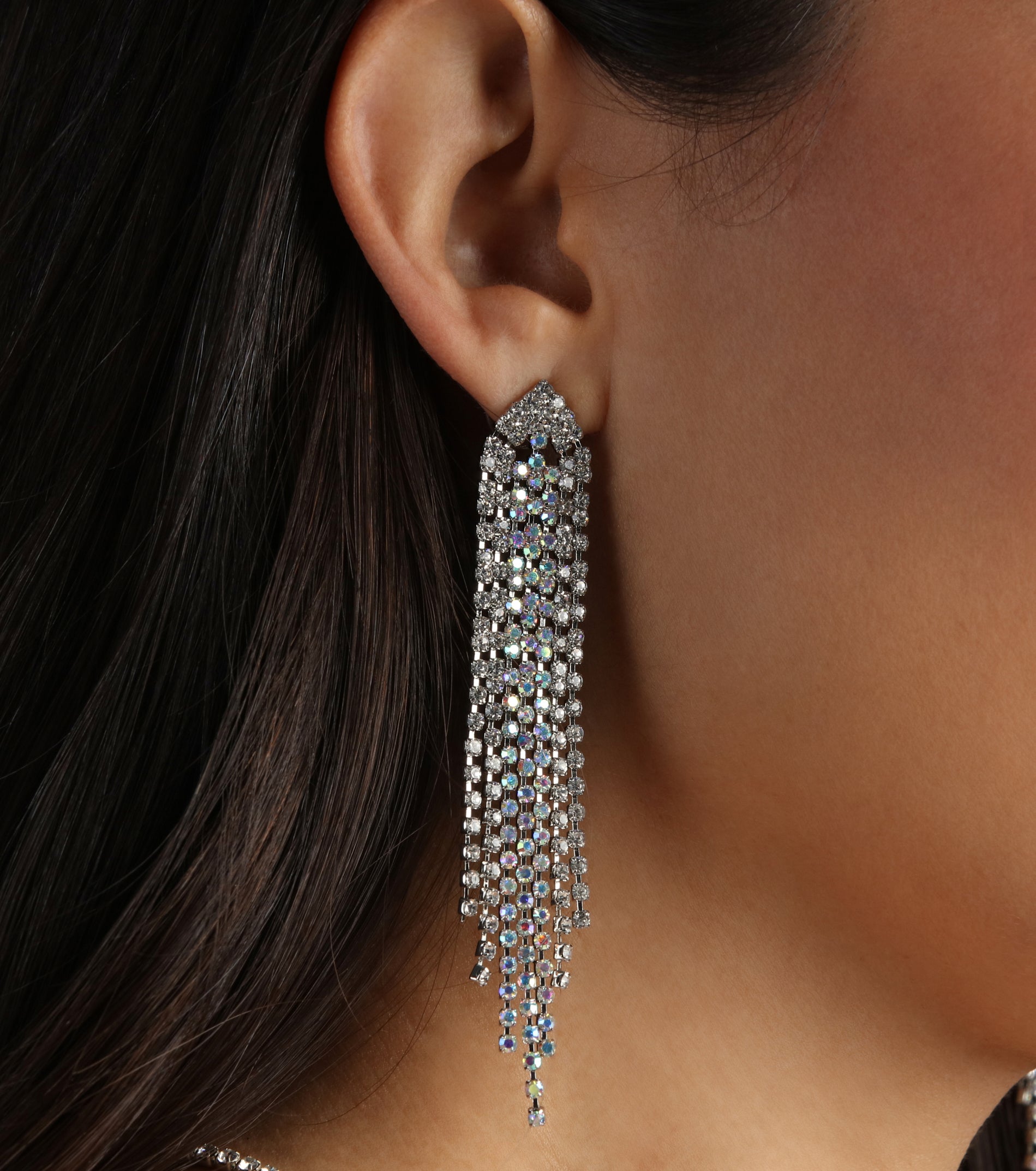 Premium Iridescent Rhinestone Earrings - Touch of Sparkle